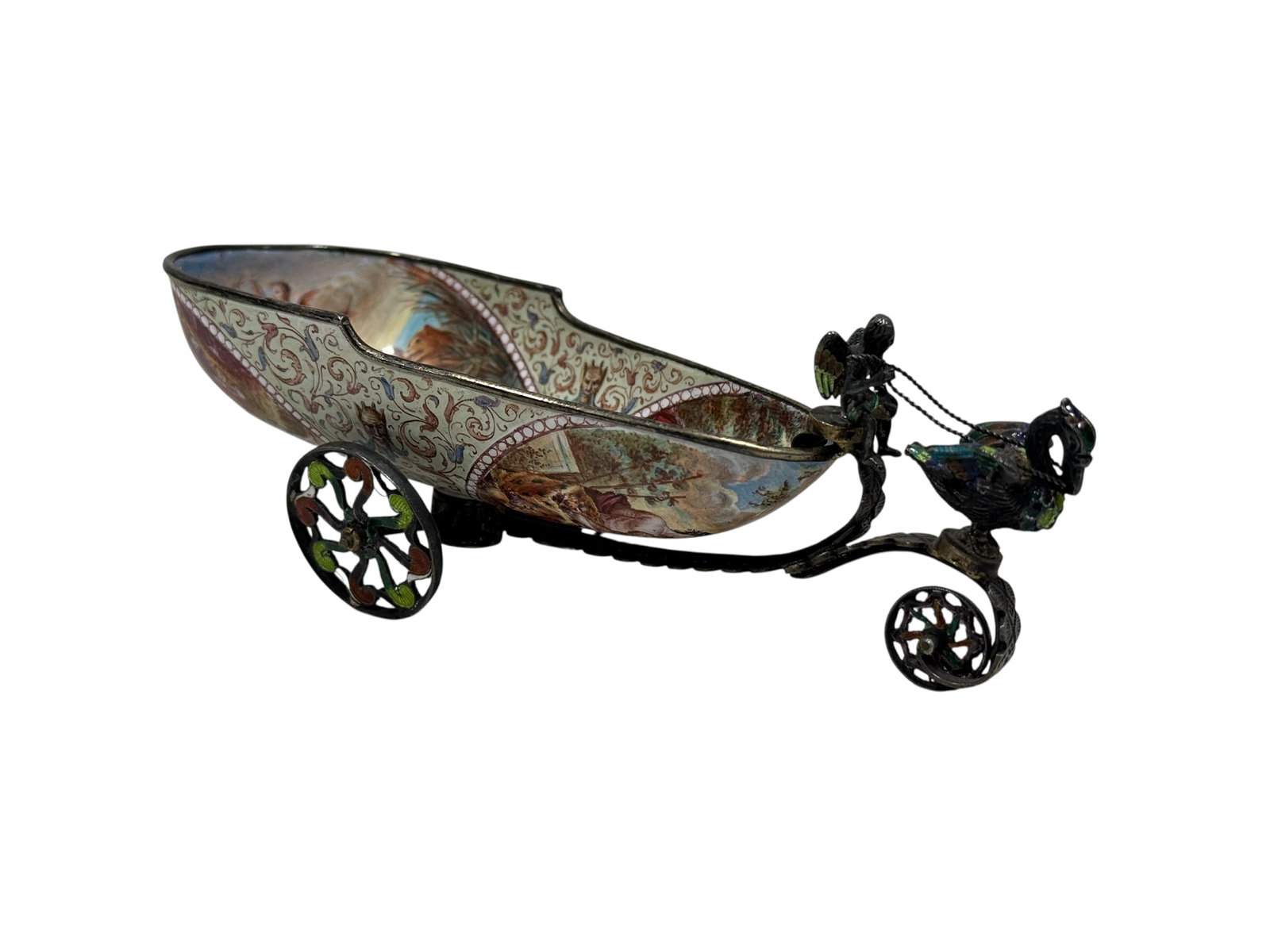 Enamel and Silver Gilt Miniature Figural Swan Chariot by Hermann Böhm (1 of 12)
