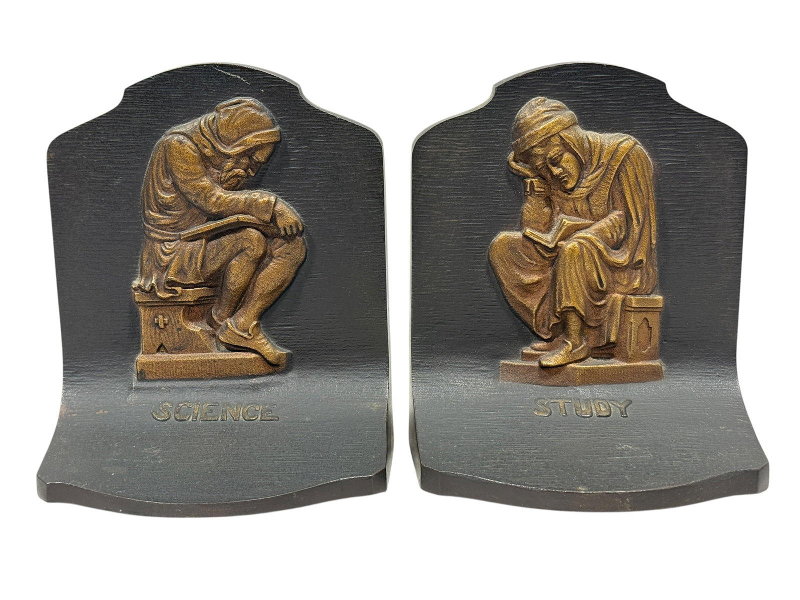 1920s Bradley & Hubbard Cast Iron "Science & Study" Bookends (1 of 8)