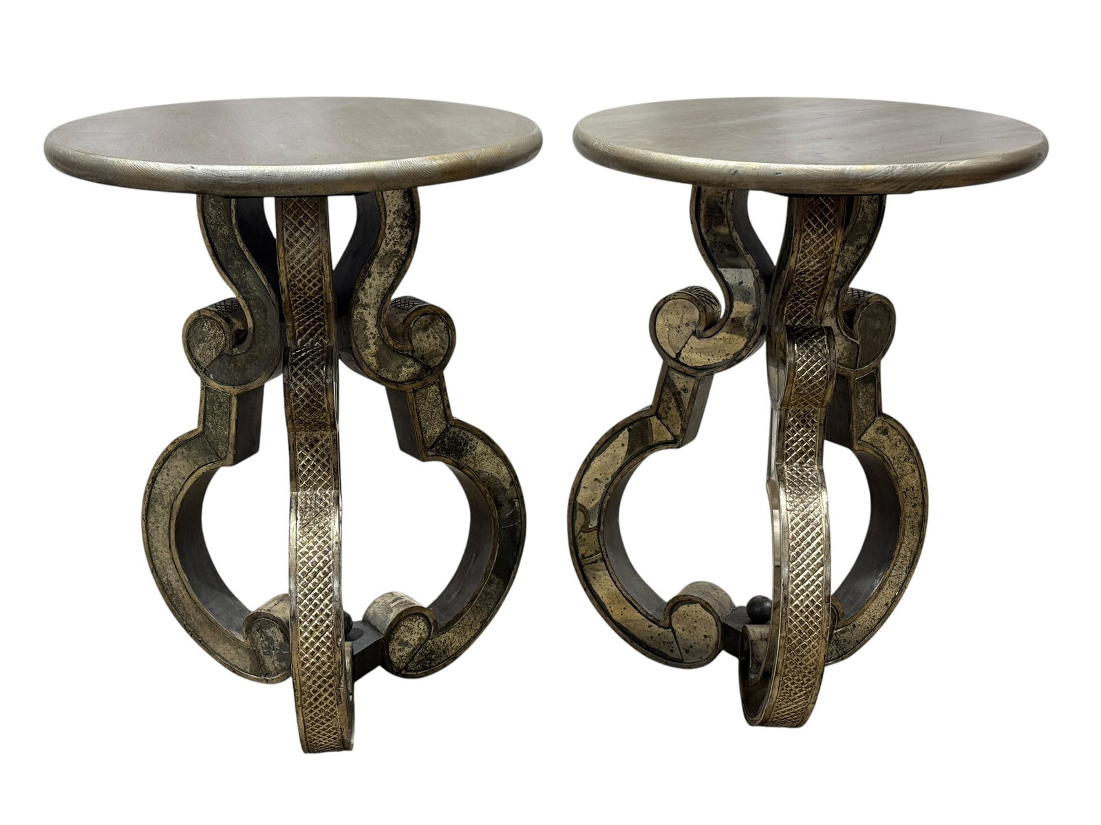 Pair of Palladio Italian Mirrored Pedestal Side Tables (1 of 9)