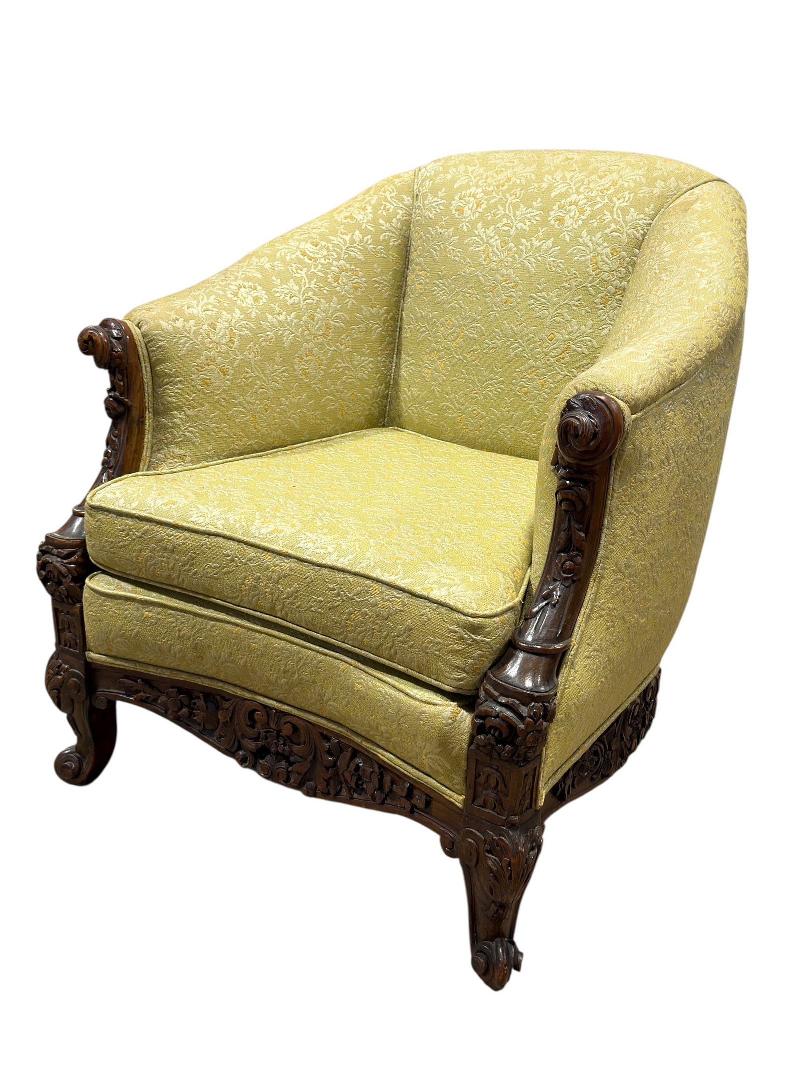 Victorian Carved Walnut Bergere Chair (1 of 12)