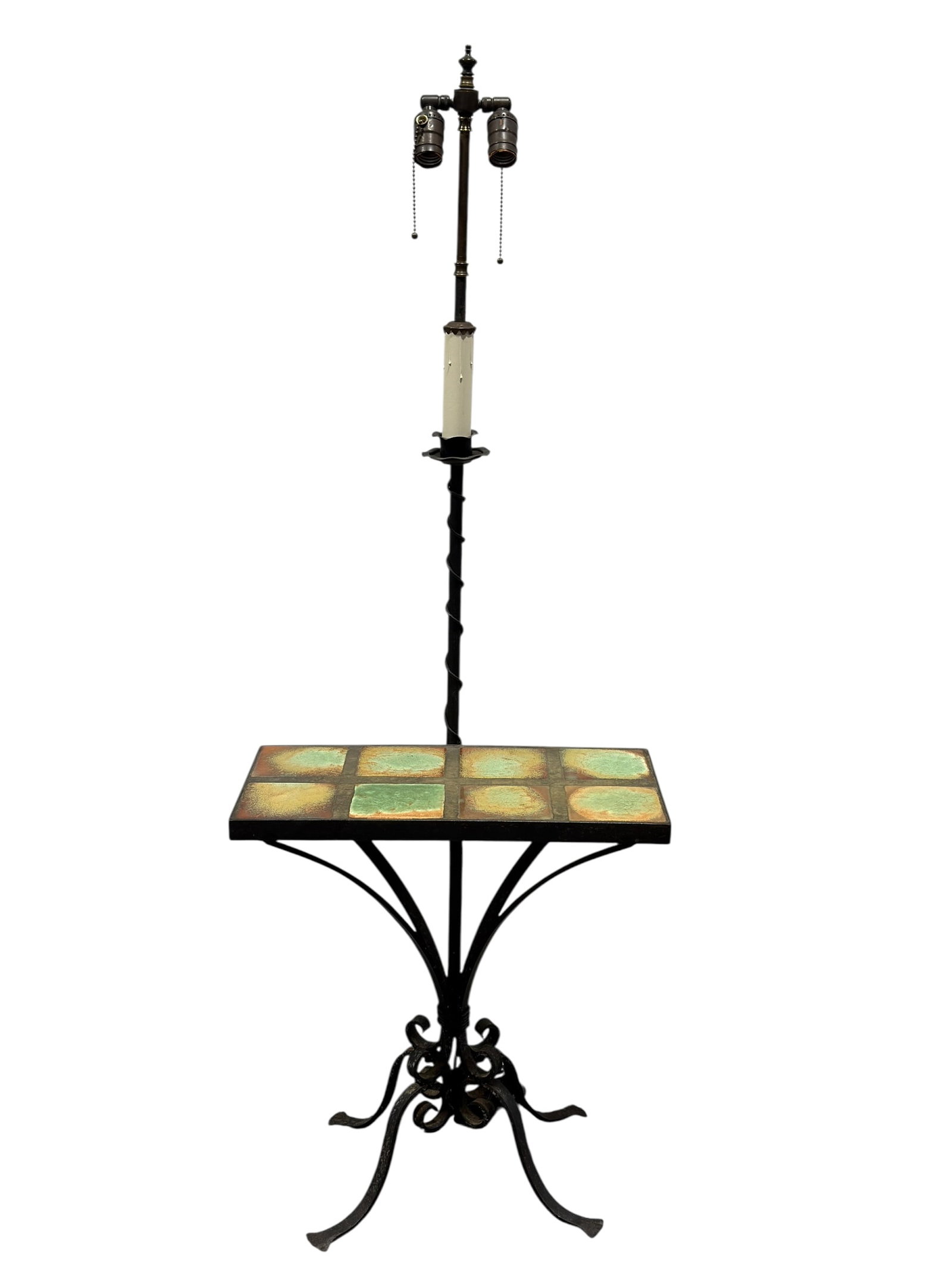 Arts & Crafts Wrought Iron Floor Lamp & Tile-Top Table (1 of 12)