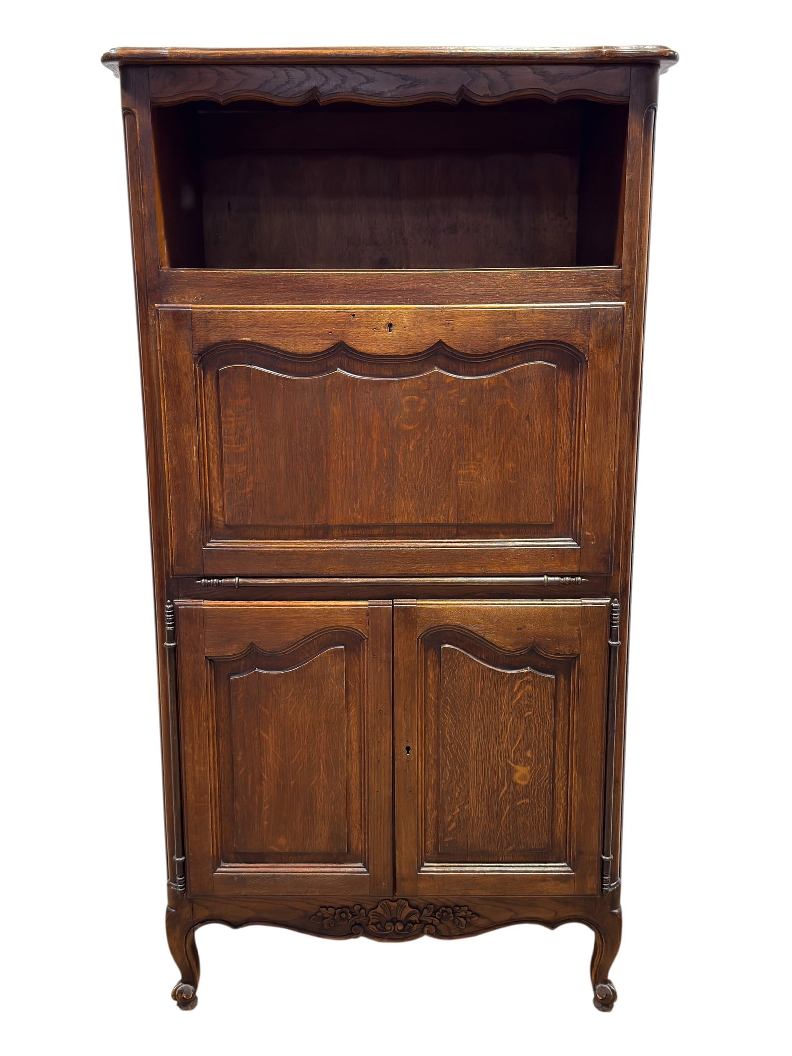 Vintage French Provincial Style Oak Drop-Front Secretary Cabinet (1 of 11)