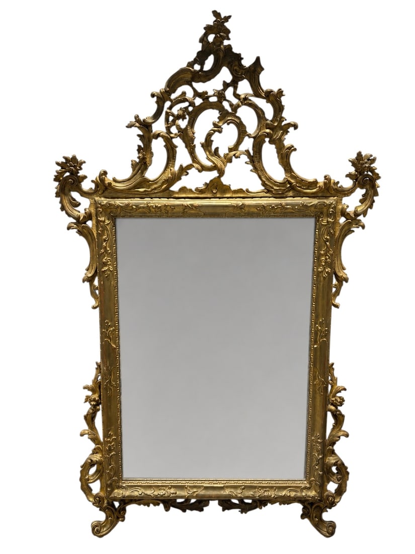 20th Century Ornate Italian Giltwood & Gesso Wall Mirror (1 of 10)
