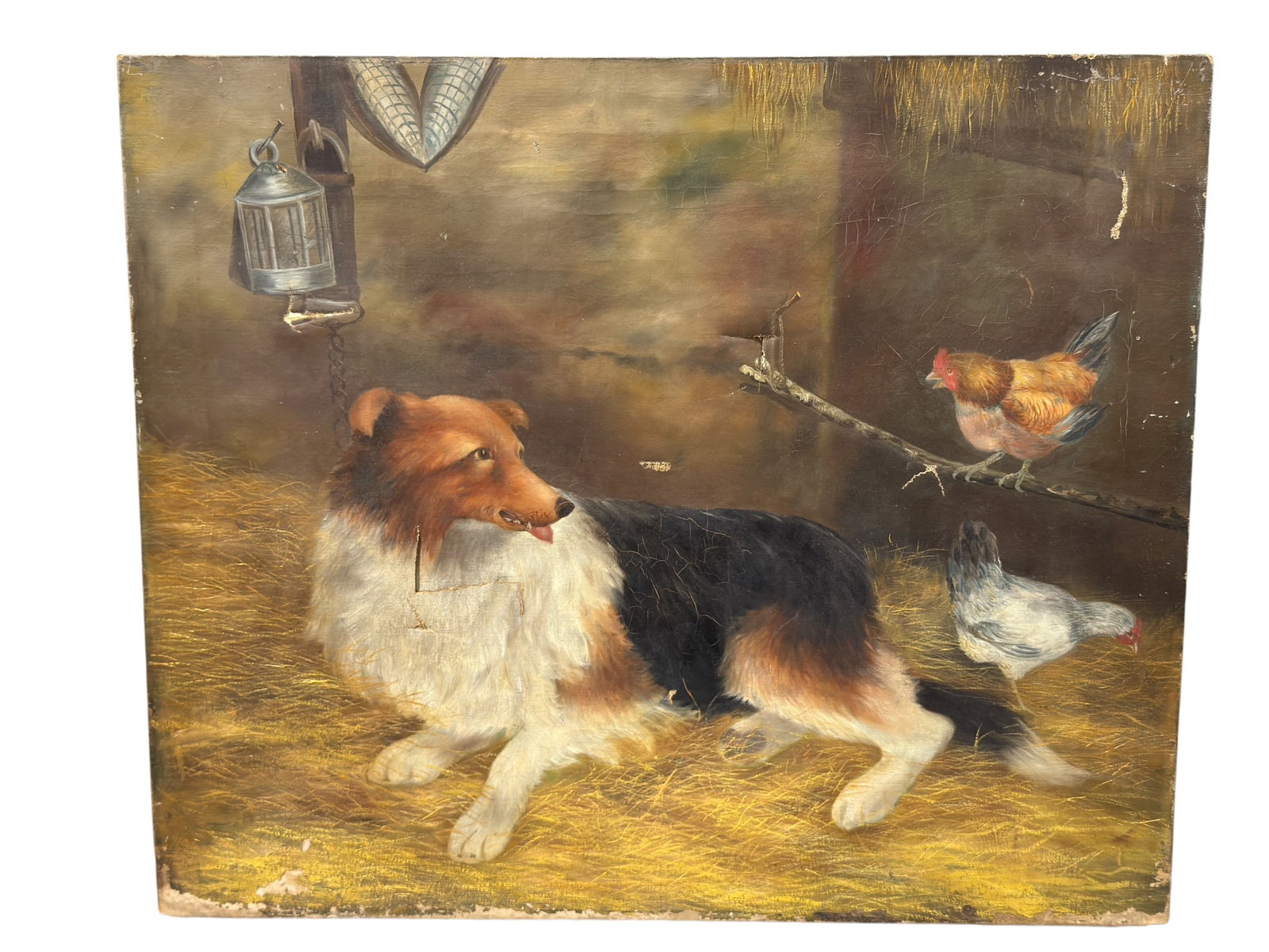"The Guardian of the Coop" - 19th Century English School Oil on Canvas (1 of 12)
