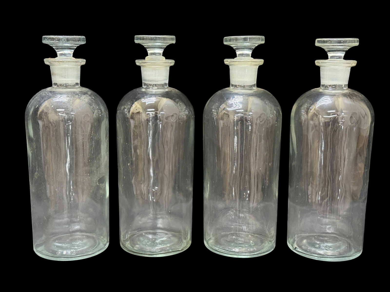 Set of 4 Vintage T.C.W. Co. USA Clear Glass Apothecary Bottles (1 of 4)