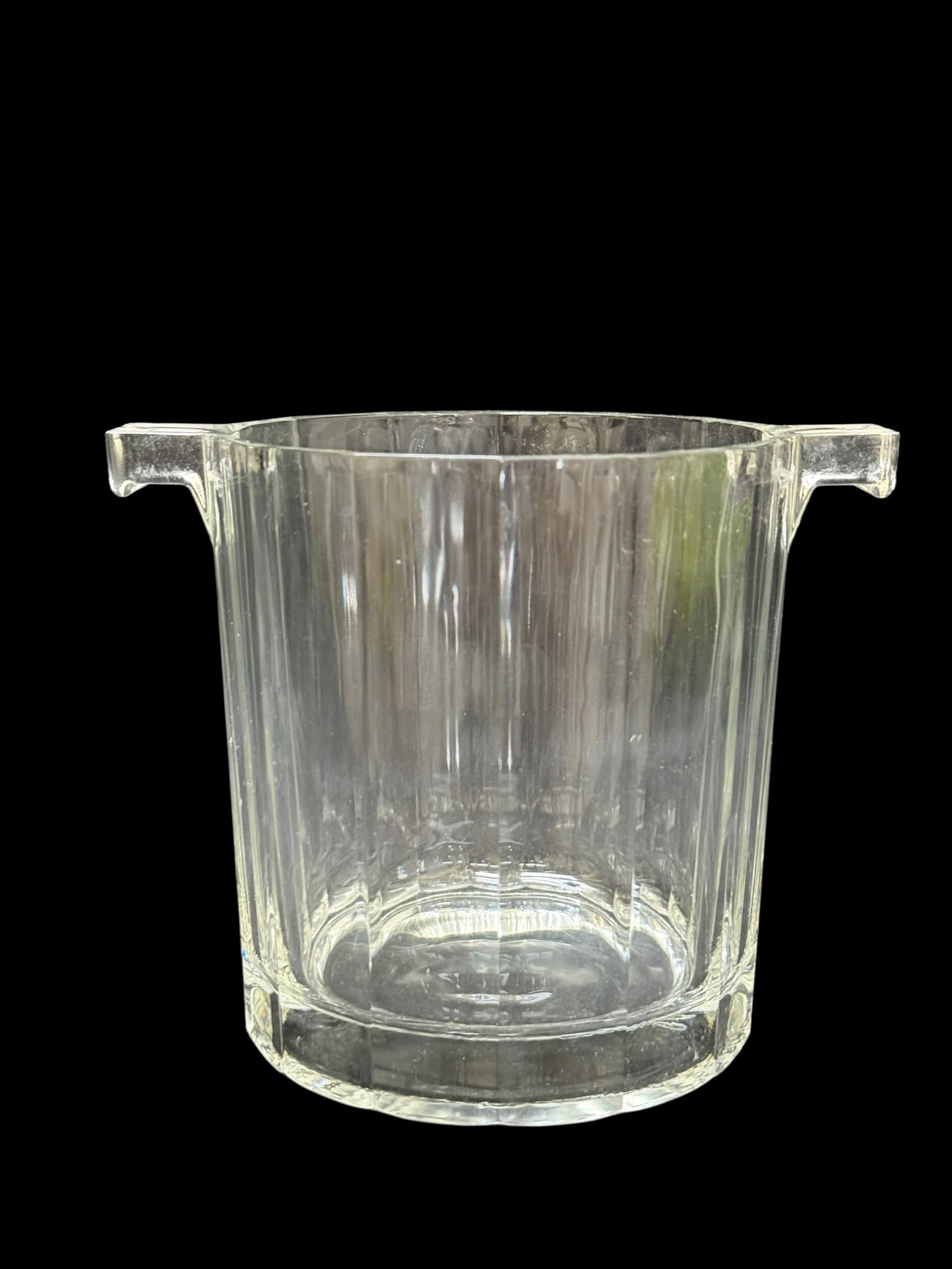 Italian Paneled Clear Glass Ice Bucket w/ Lug Handles (1 of 8)