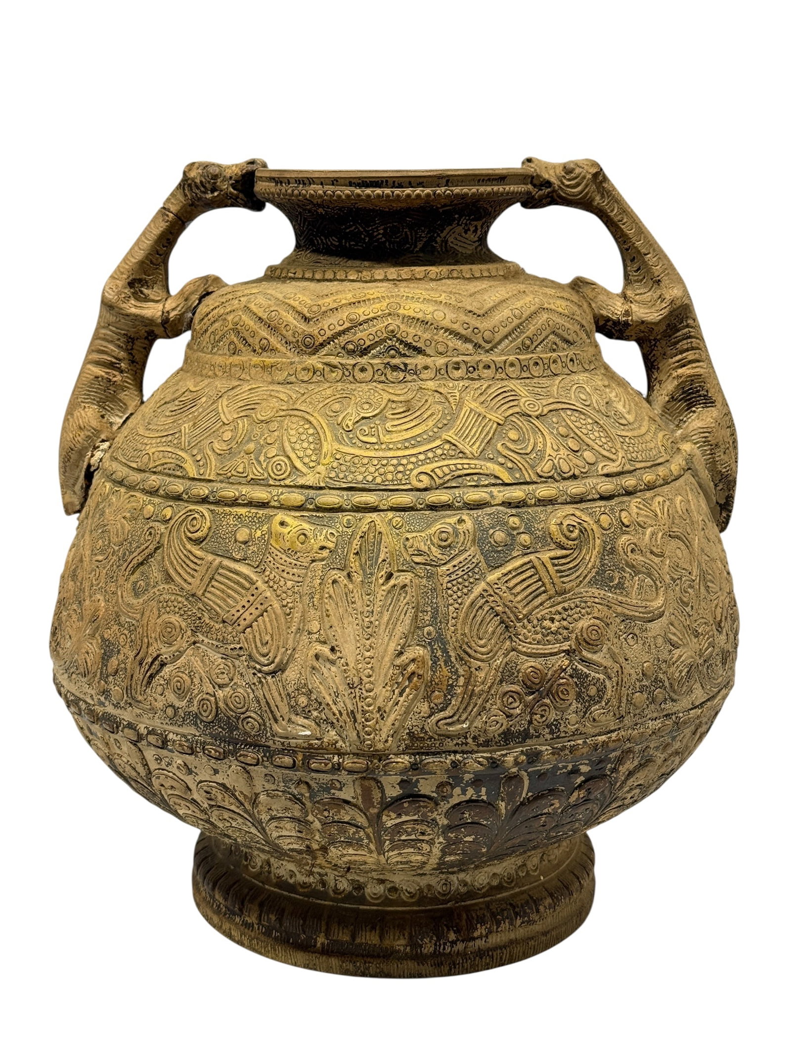 20th C. Decorative Relief Pottery Amphora-Form Floor Vase (1 of 14)