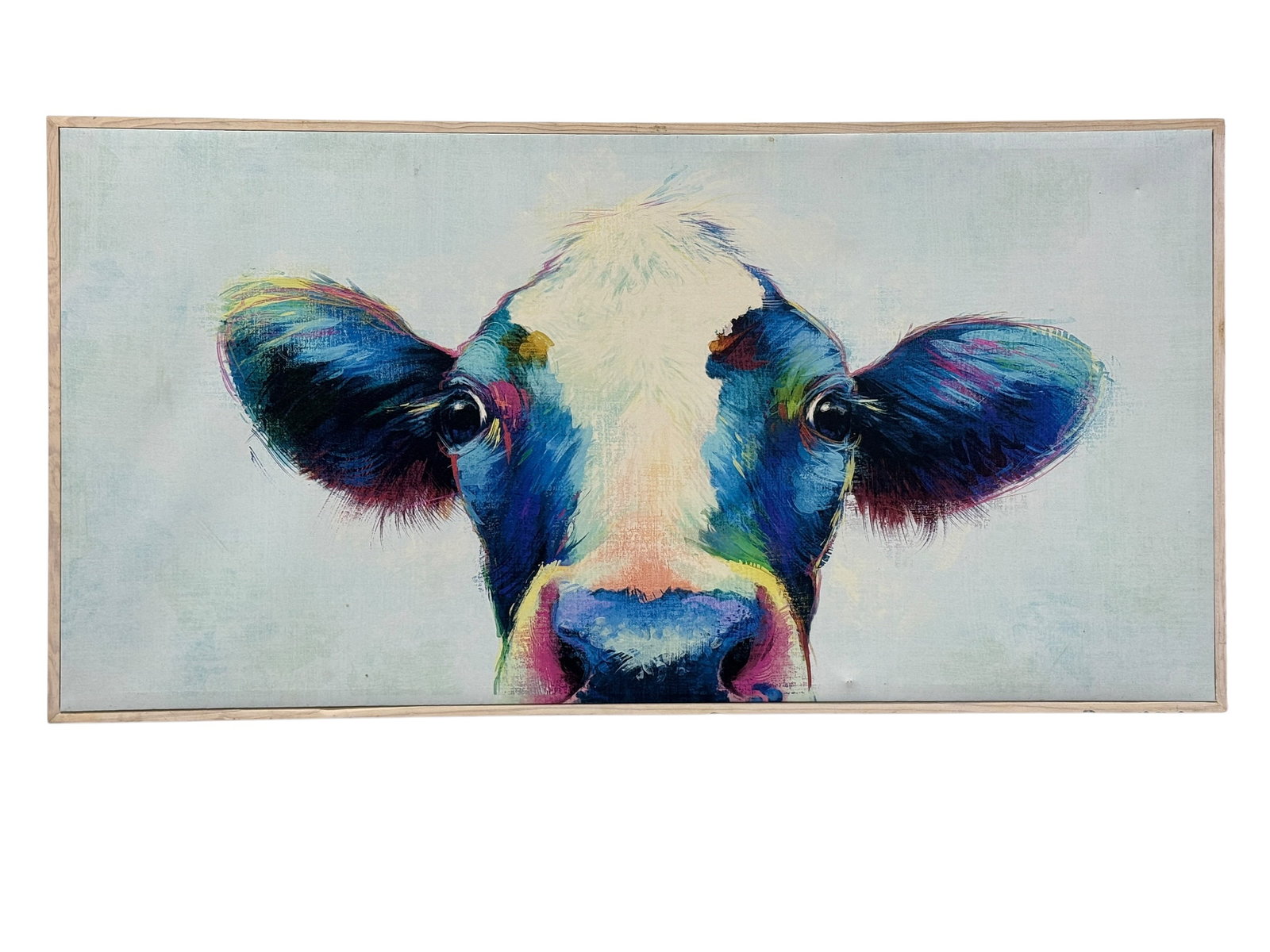 Contemporary Colorful Cow Print on Canvas (1 of 5)