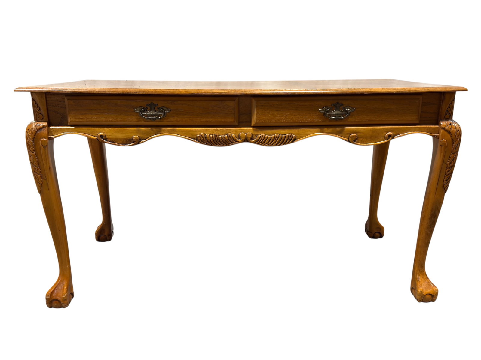Traditional Style Carved Oak Writing Desk (1 of 11)