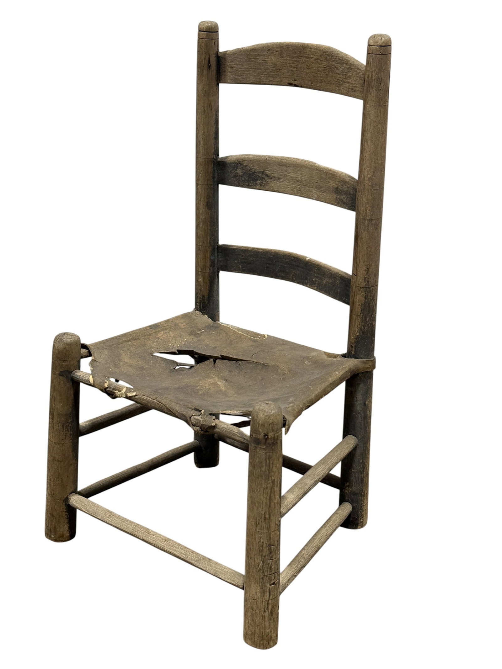 Antique Early American Wagon Chair w/ Rawhide Seat (1 of 8)