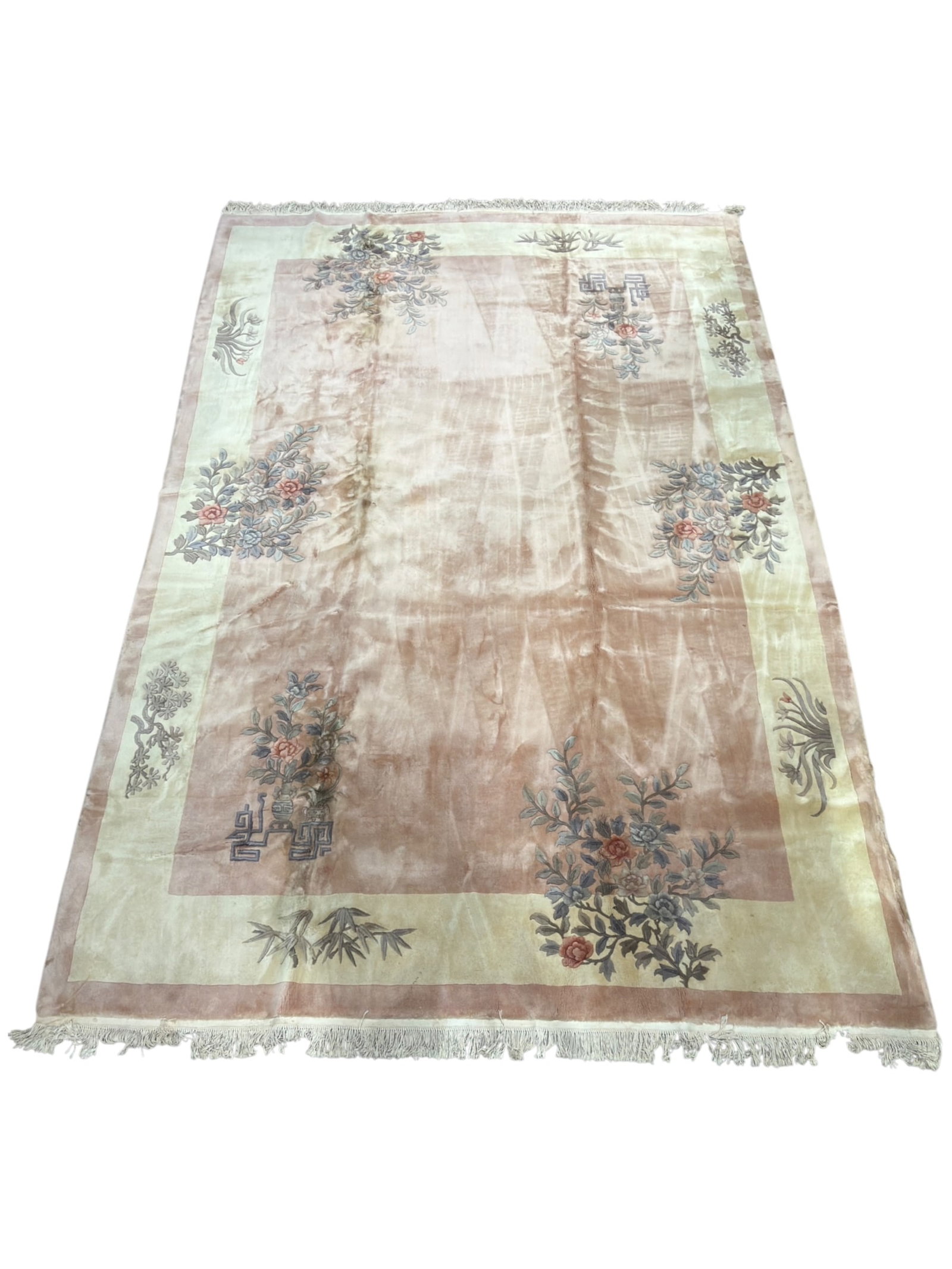 Large Chinese Art Deco Style Hand-Knotted Wool Area Rug (1 of 11)