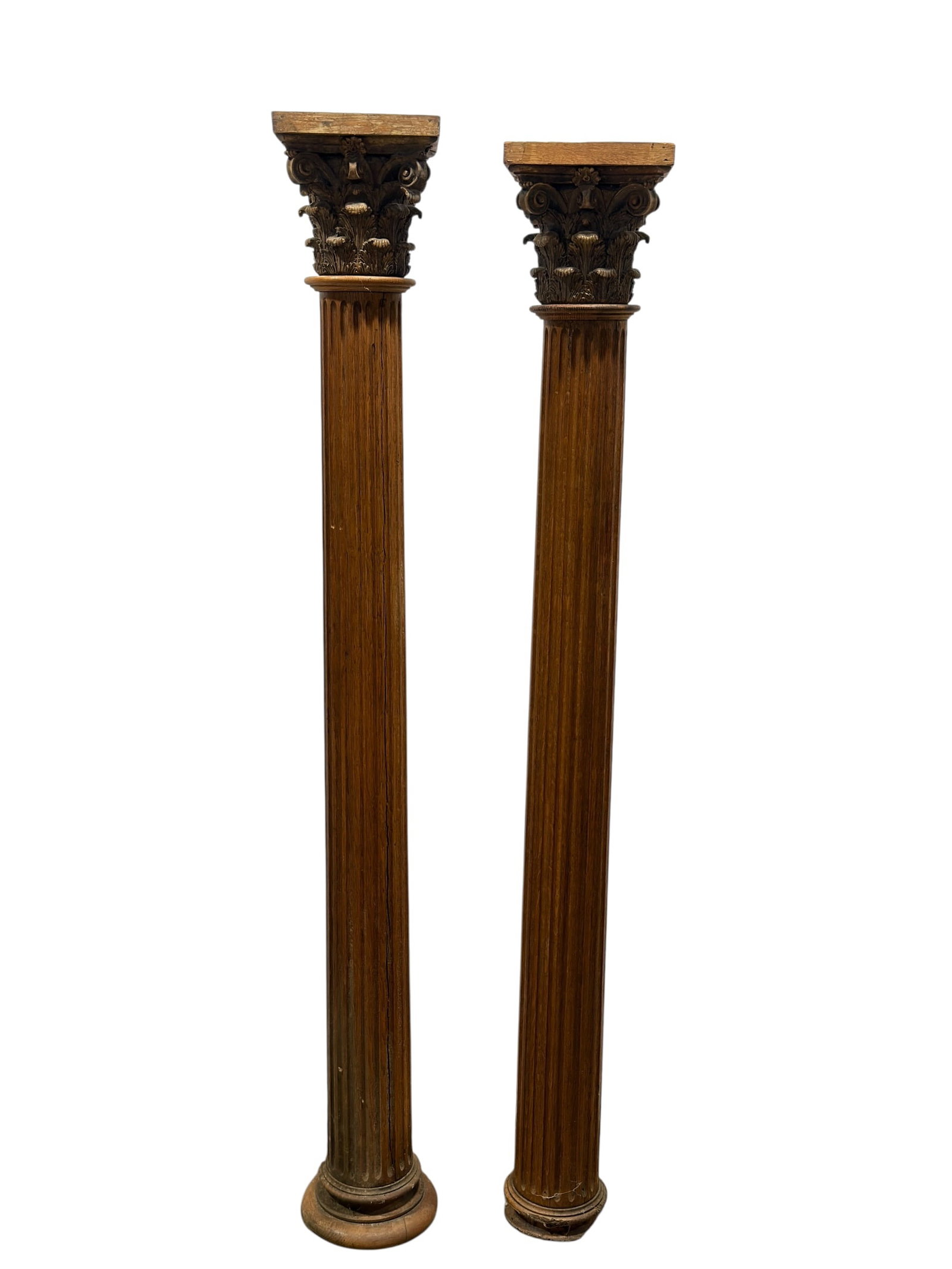 Pair of Antique Carved Oak Corinthian Columns (1 of 11)