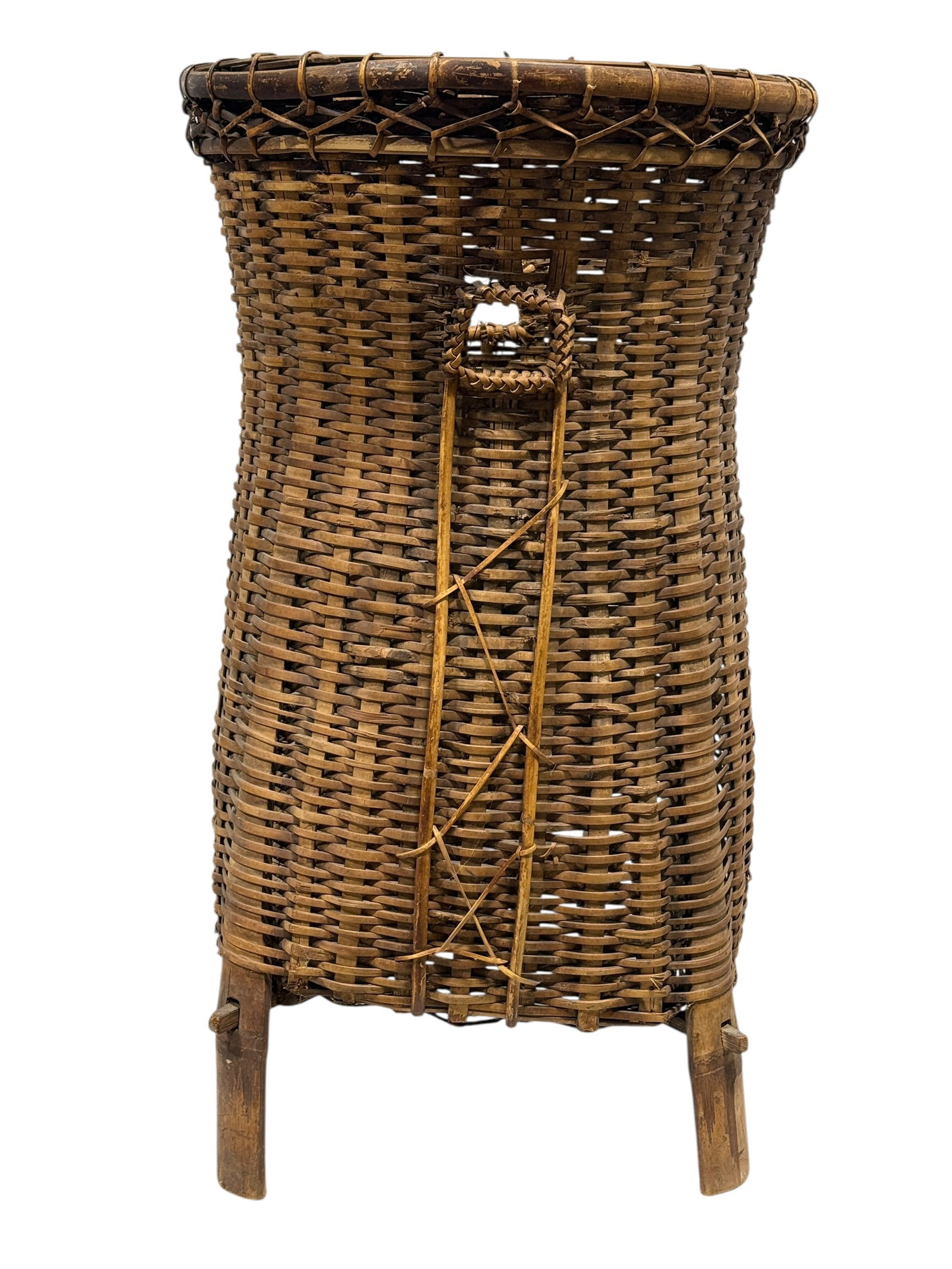 Antique Asian Woven Rattan & Bamboo Tea Basket (1 of 9)