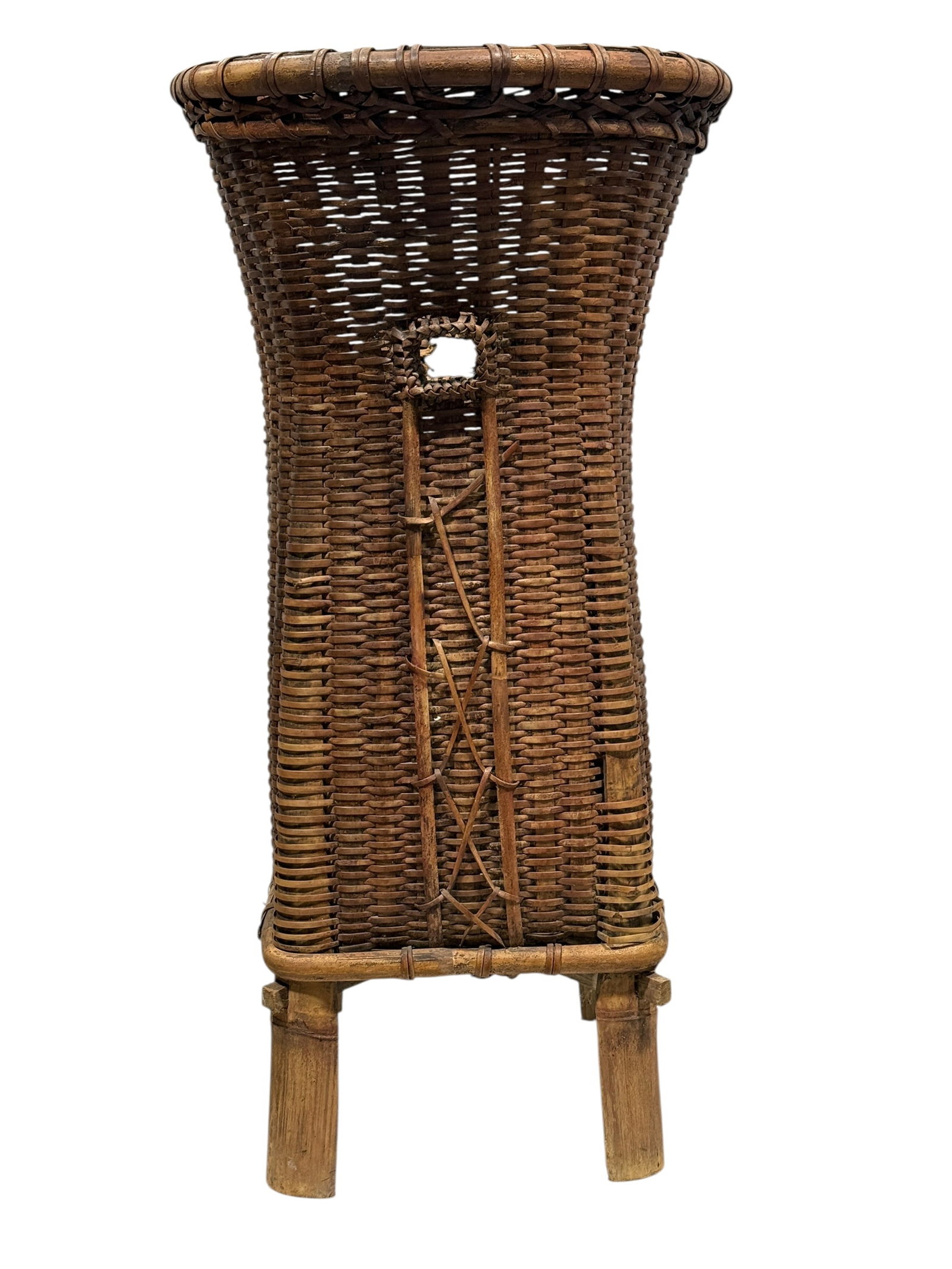 Antique Asian Woven Rattan & Bamboo Tea Basket (1 of 9)
