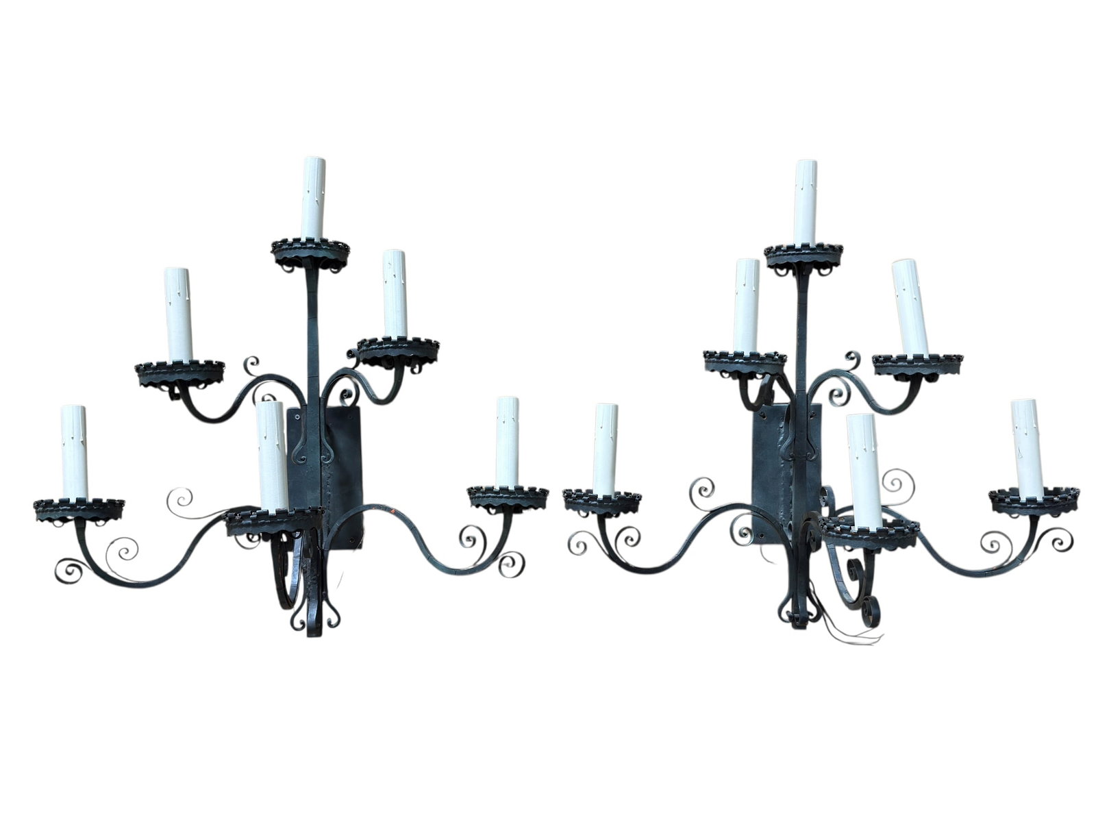 Pair of 1920's Wrought Iron Six-Light Wall Sconces (1 of 11)