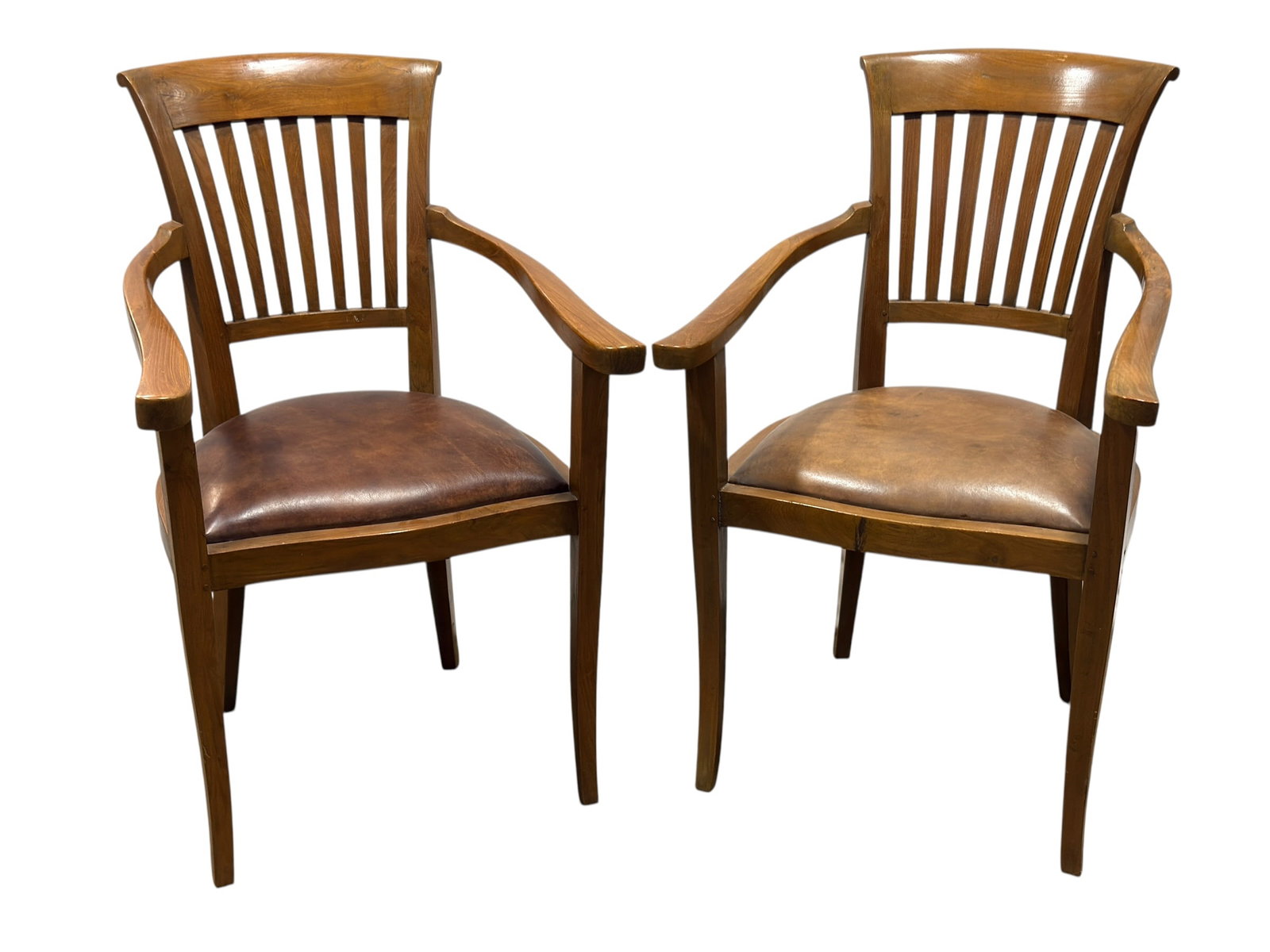 Pair of Oak Slat-Back Office Armchairs (1 of 9)
