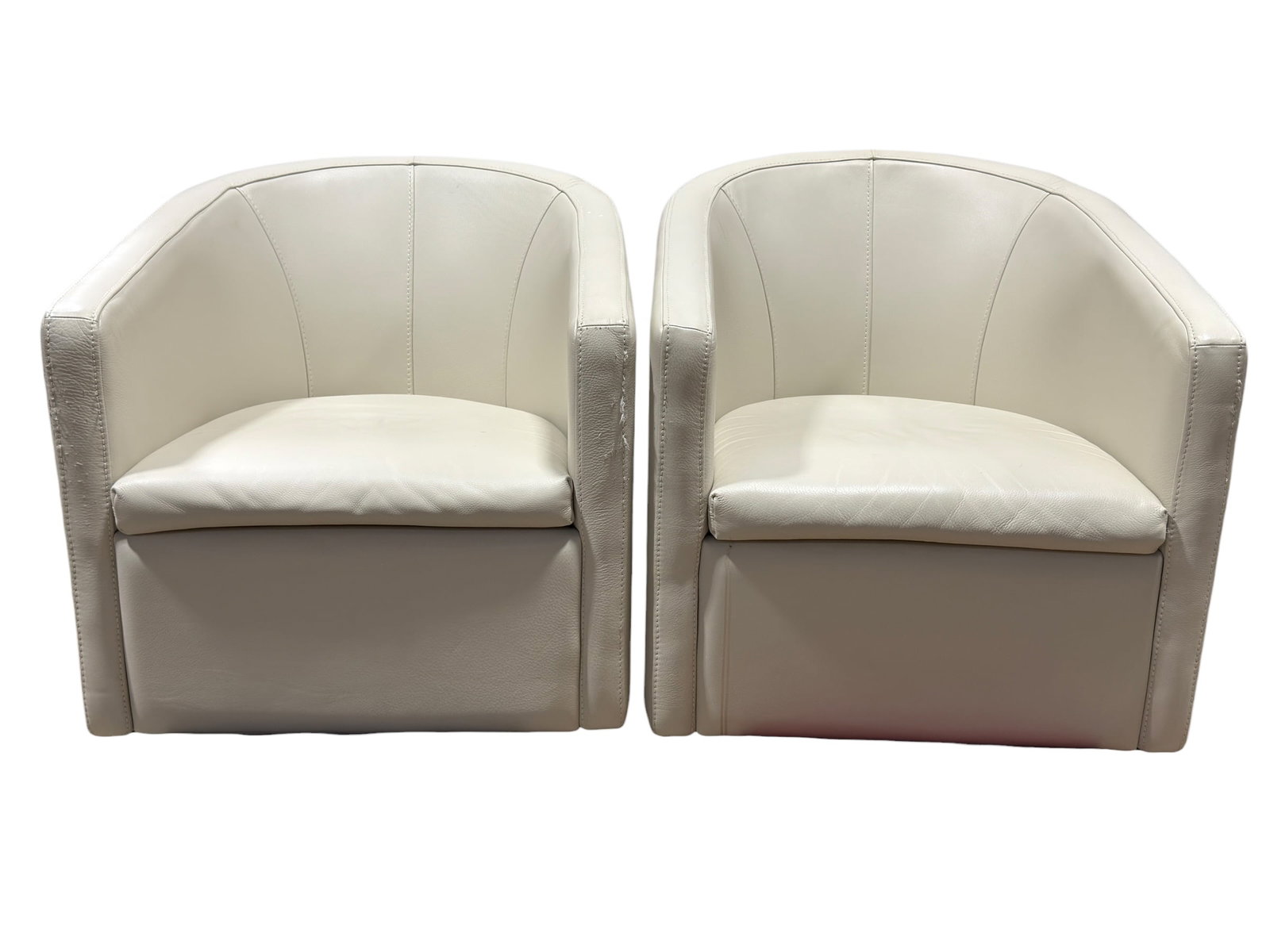 Pair of Cantoni Leather Barrel Chairs (1 of 7)