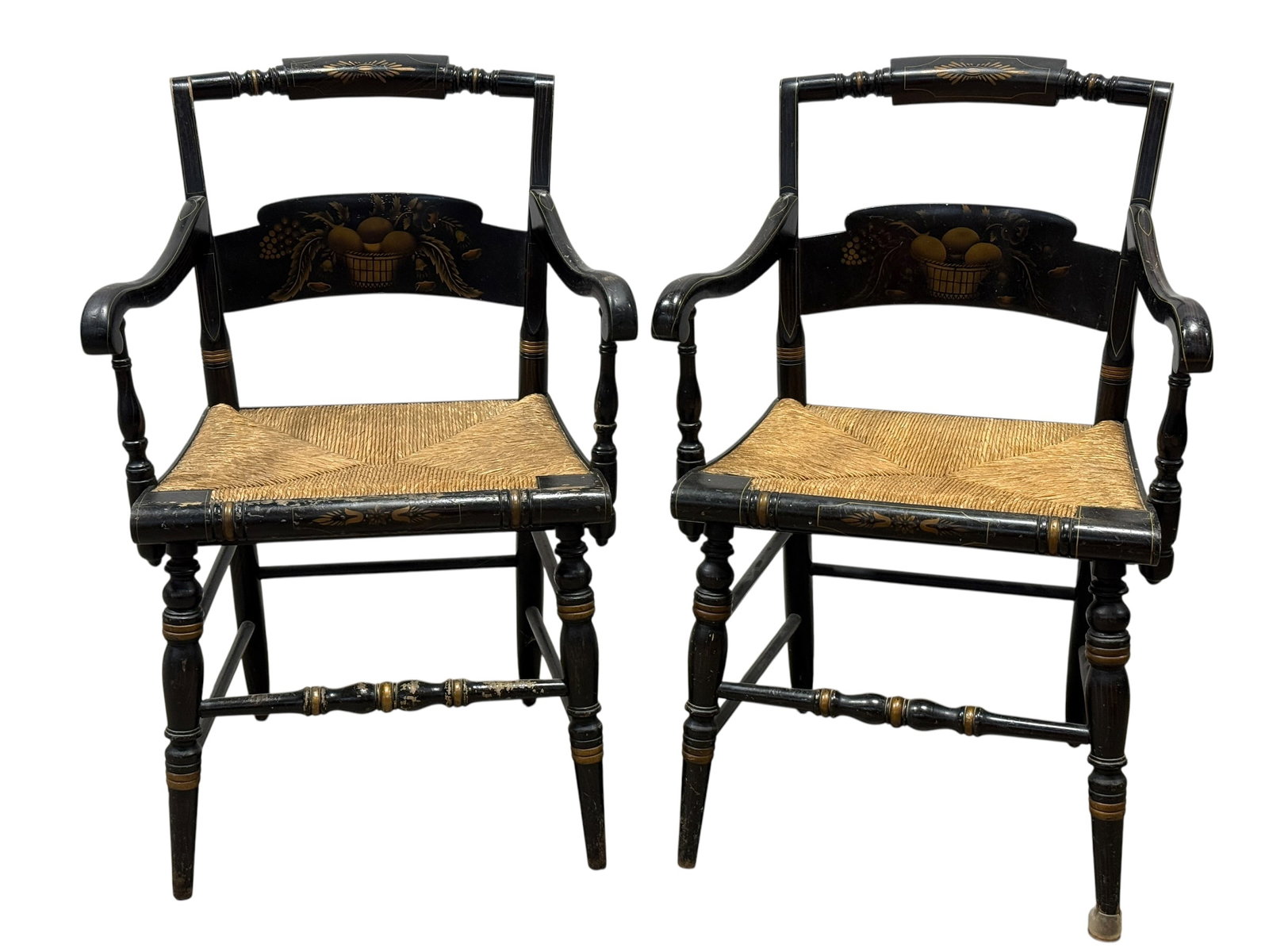 Pair of Early American Style Stenciled Hitchcock Armchairs (1 of 12)