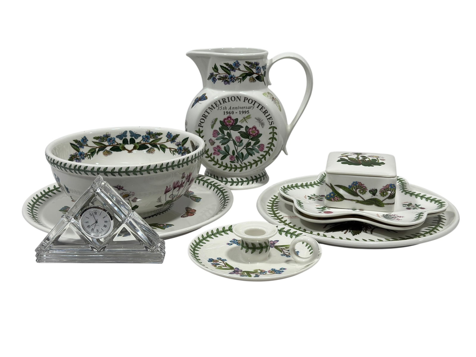 (8Pc) Portmeirion "The Botanic Garden" Items & Waterford Marquis Clock (1 of 19)