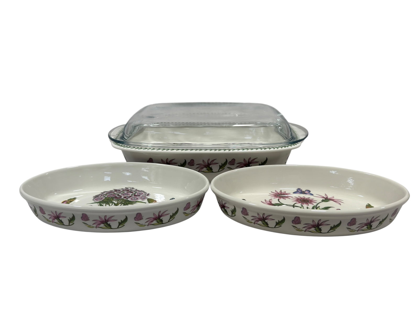Portmeirion "The Botanic Garden" Ceramic Baker with Glass Lid and 2-Oval Dishes (1 of 11)