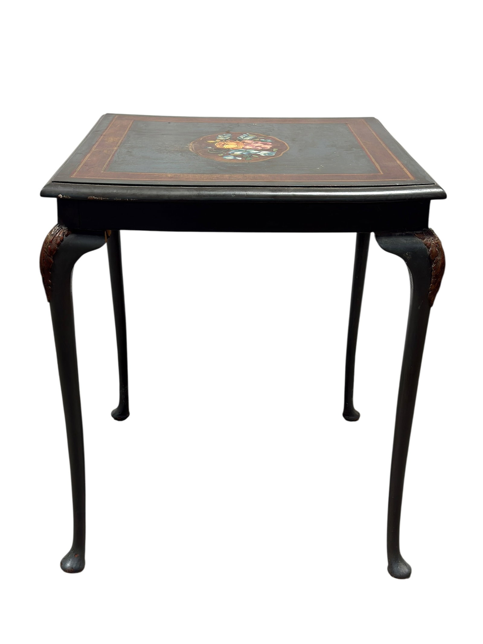 Hand-Painted Queen Anne Style Floral Accent Table (1 of 10)