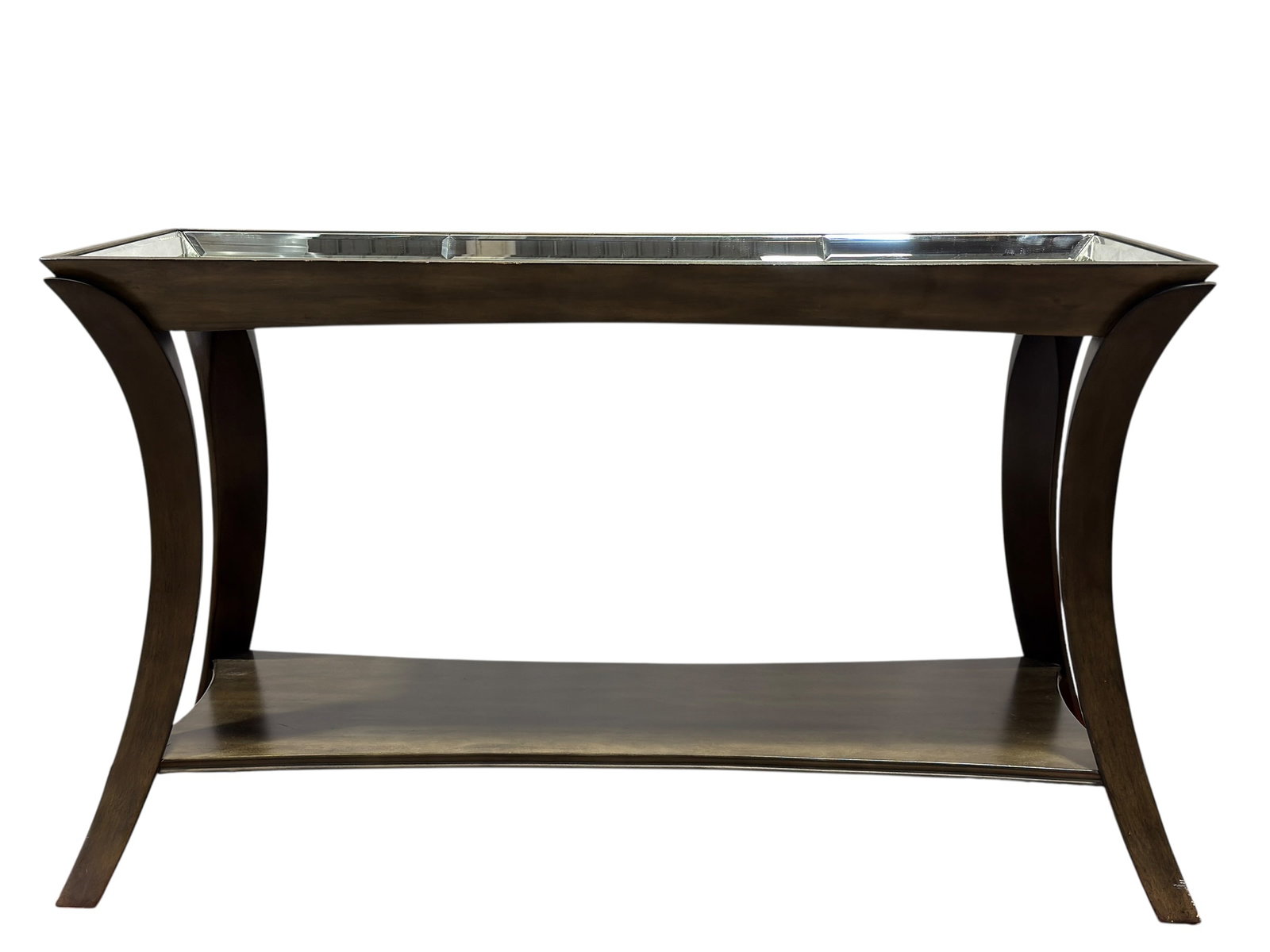 Modern Mirrored-Top Console Table w/ Lower Shelf (1 of 8)