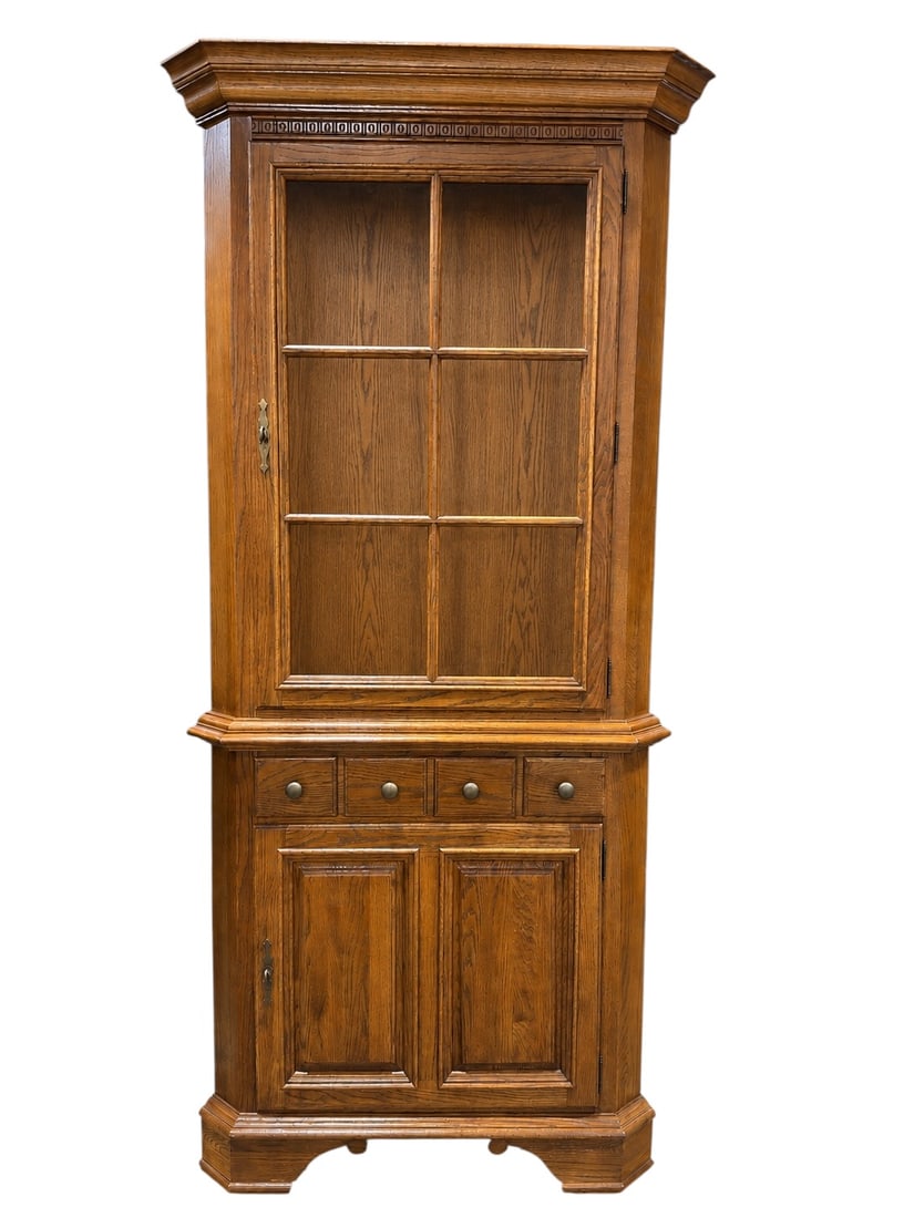Keller Solid Oak Corner China Cabinet / Display Hutch (1 of 7)