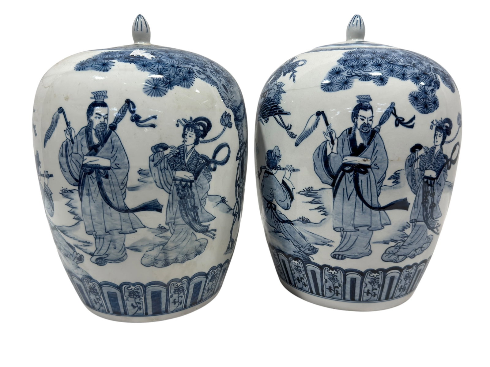 20th C. Chinese Blue & White Porcelain Ginger Jars, Pair (1 of 9)
