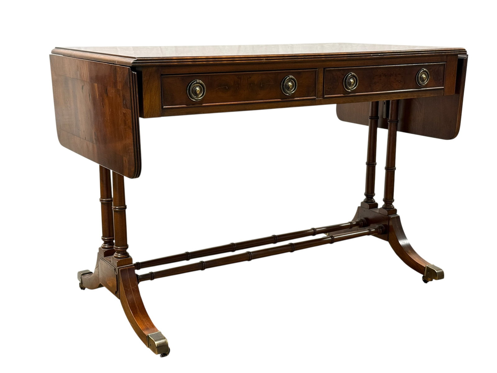 Hekman Yew Wood English Drop Leaf Regency Style Sofa Table (1 of 17)
