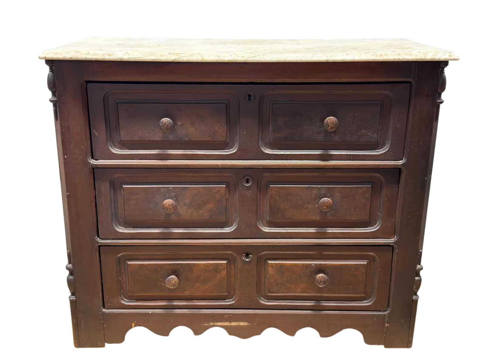 19th Century Continental Marble Top Walnut Commode (1 of 8)