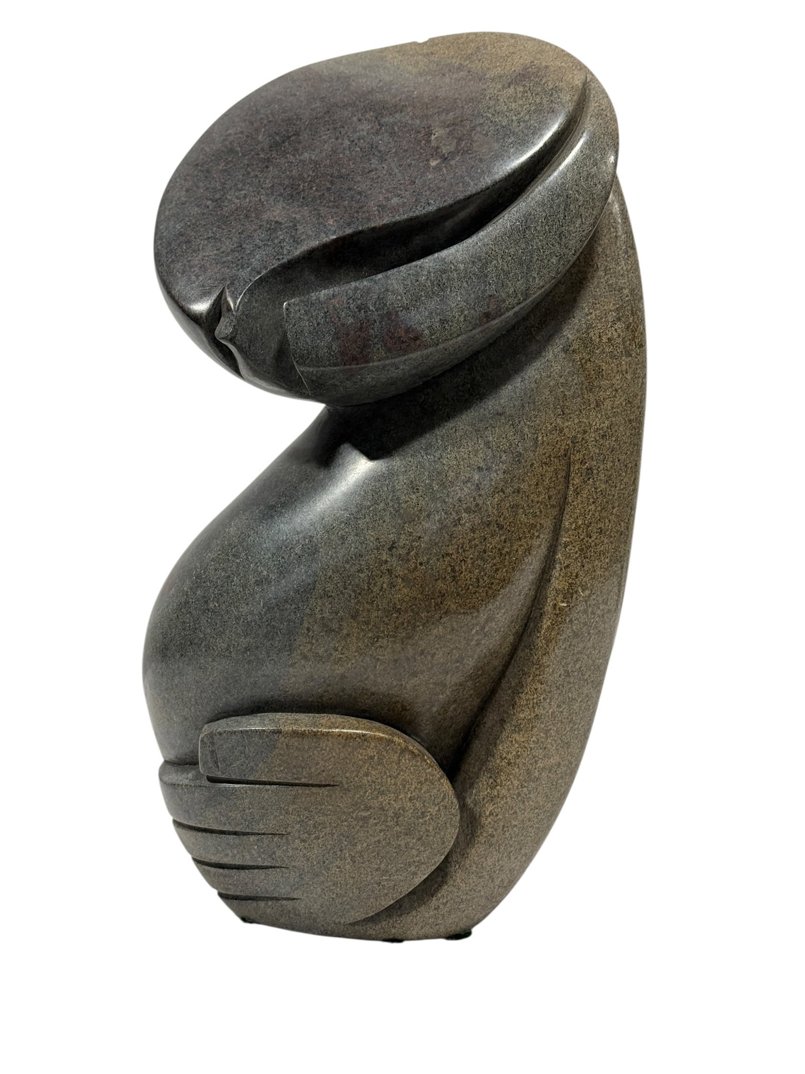 Signed Nelson Ruman Modernist Carved Stone Seated Figure Sculpture (1 of 9)