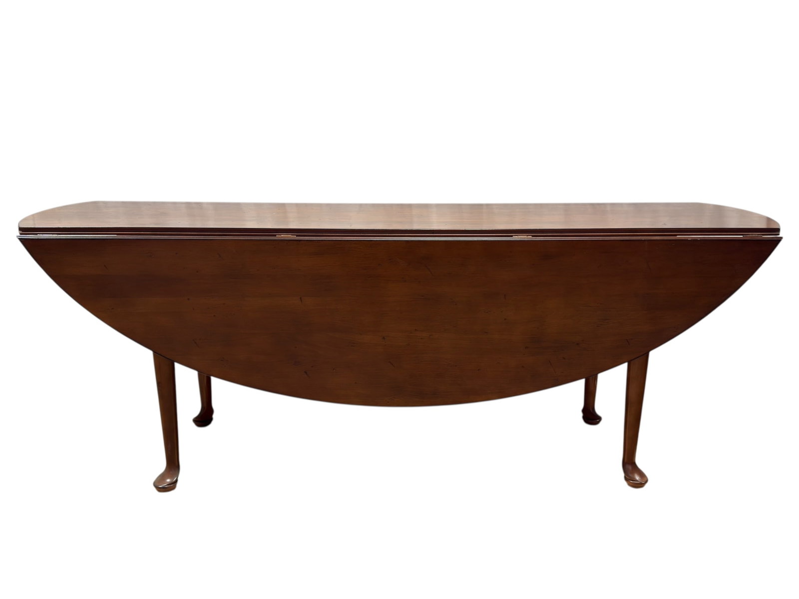 20th C. Queen Anne Style Mahogany Drop Leaf Dining Table (1 of 11)