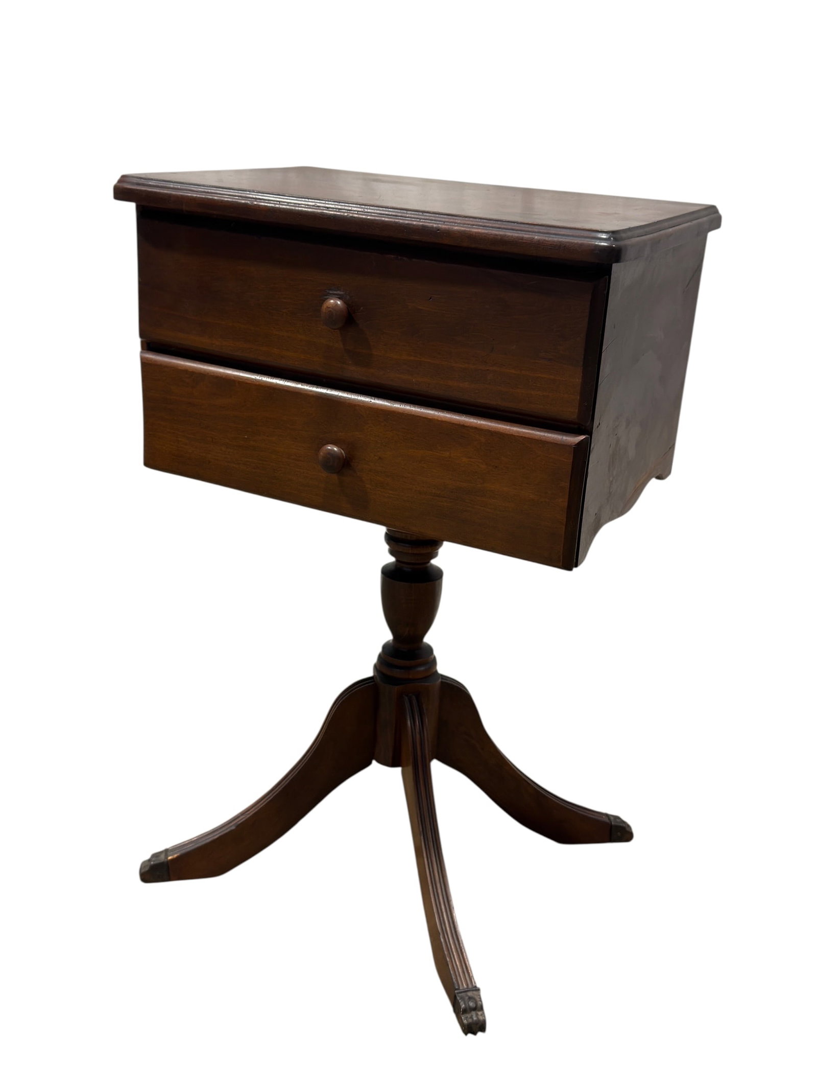 Vintage Mahogany 2 Drawer Pedestal Sewing Stand (1 of 7)