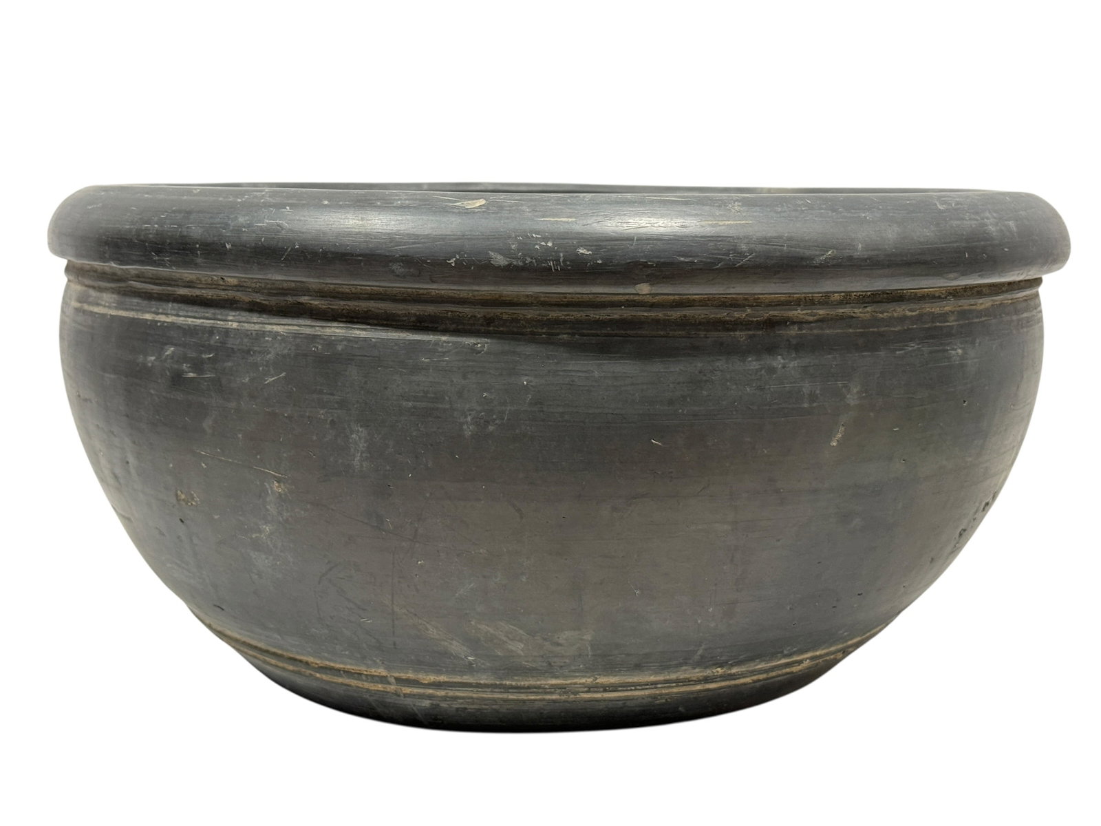Large Chinese Domestic Gray Pottery Vase Bowl (1 of 8)