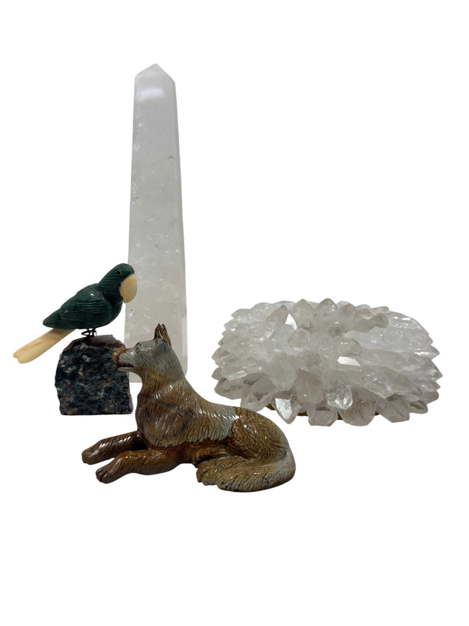 Group of 4 Decorative Quartz Crystal & Carved Stone Objects (1 of 18)