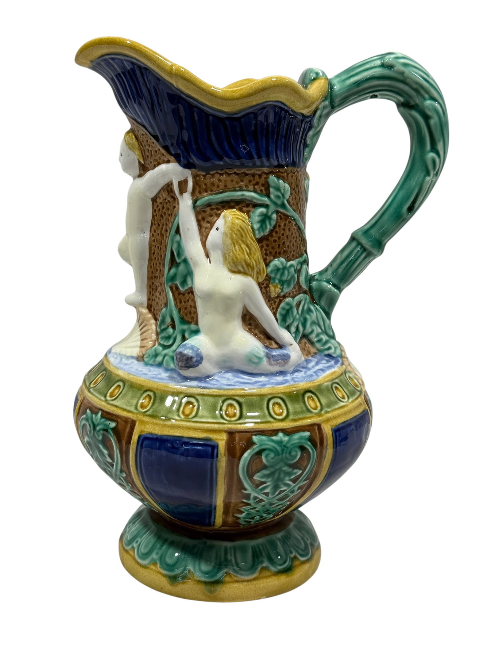 Seymour Mann 1992 Hand Painted Majolica Figural Cherub Pitcher (1 of 6)