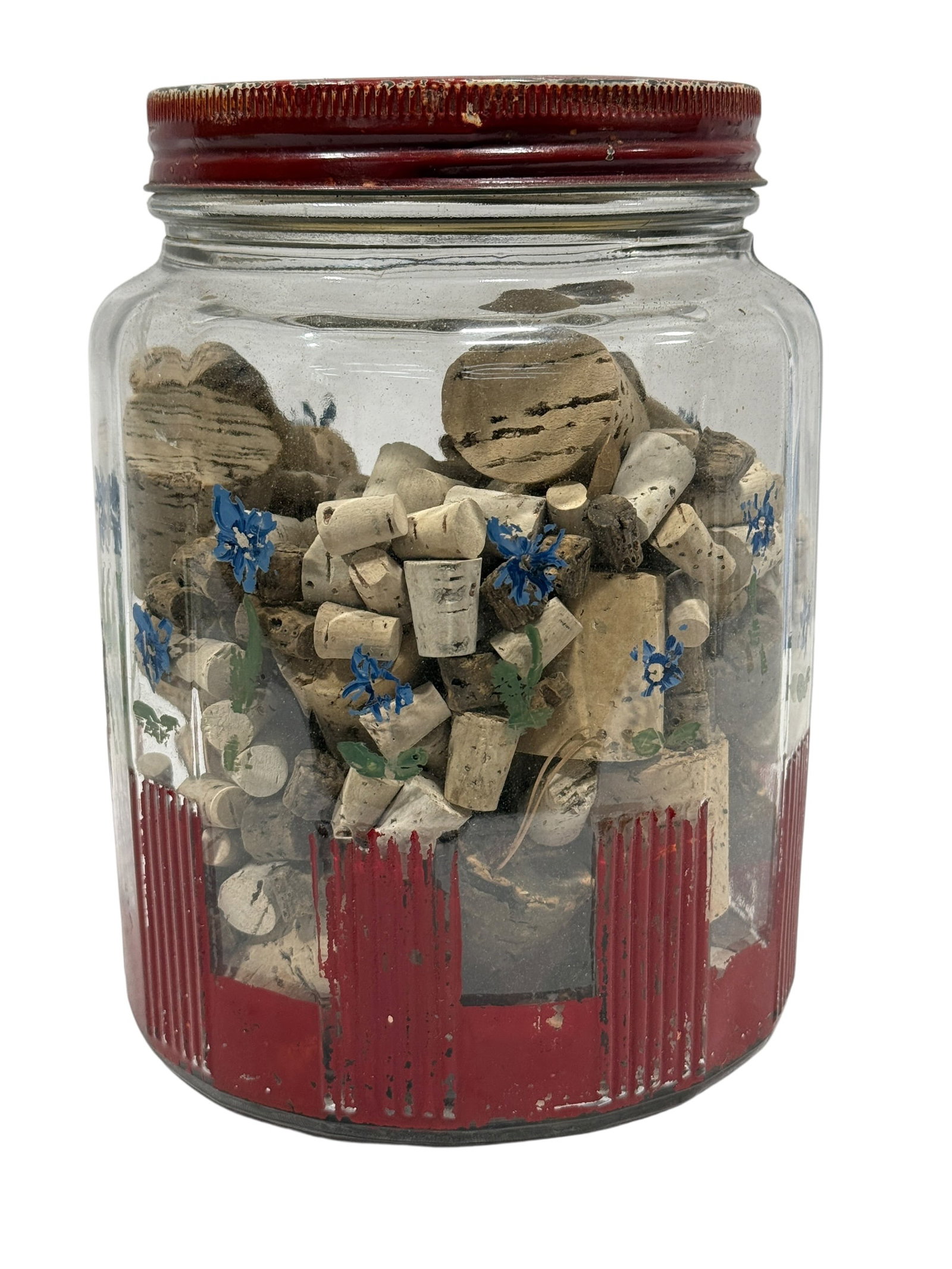 Vintage McLaughlin’s Manor House Coffee Advertising Jar w/ Cork Collection: Vintage McLaughlin’s Manor House Coffee clear glass advertising jar, retaining its red-painted metal screw lid and embossed underside lettering reading “McLAUGHLIN’S / MANOR / HOUSE / COFFEE.&rd