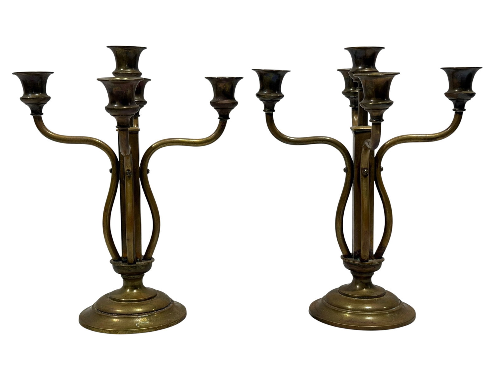 Pair of Vintage Brass Five-Light Candelabras (1 of 8)