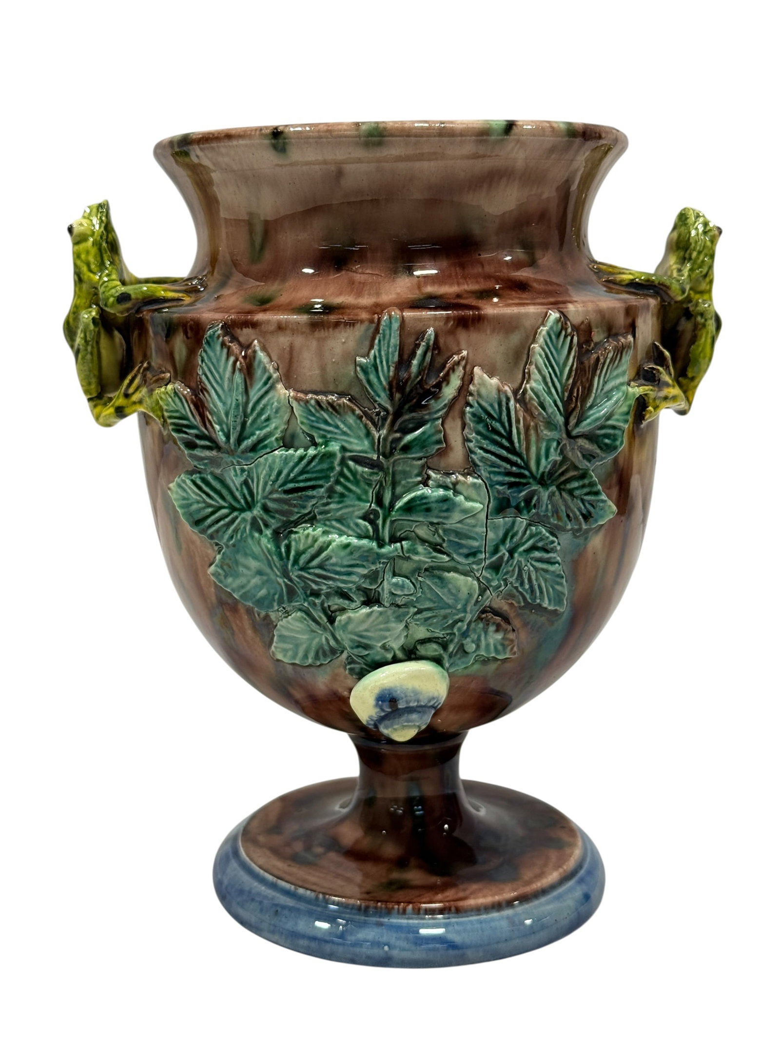 Thomas-Victor Sergent, French 19th Century Palissy Majolica Frog Vase (1 of 9)