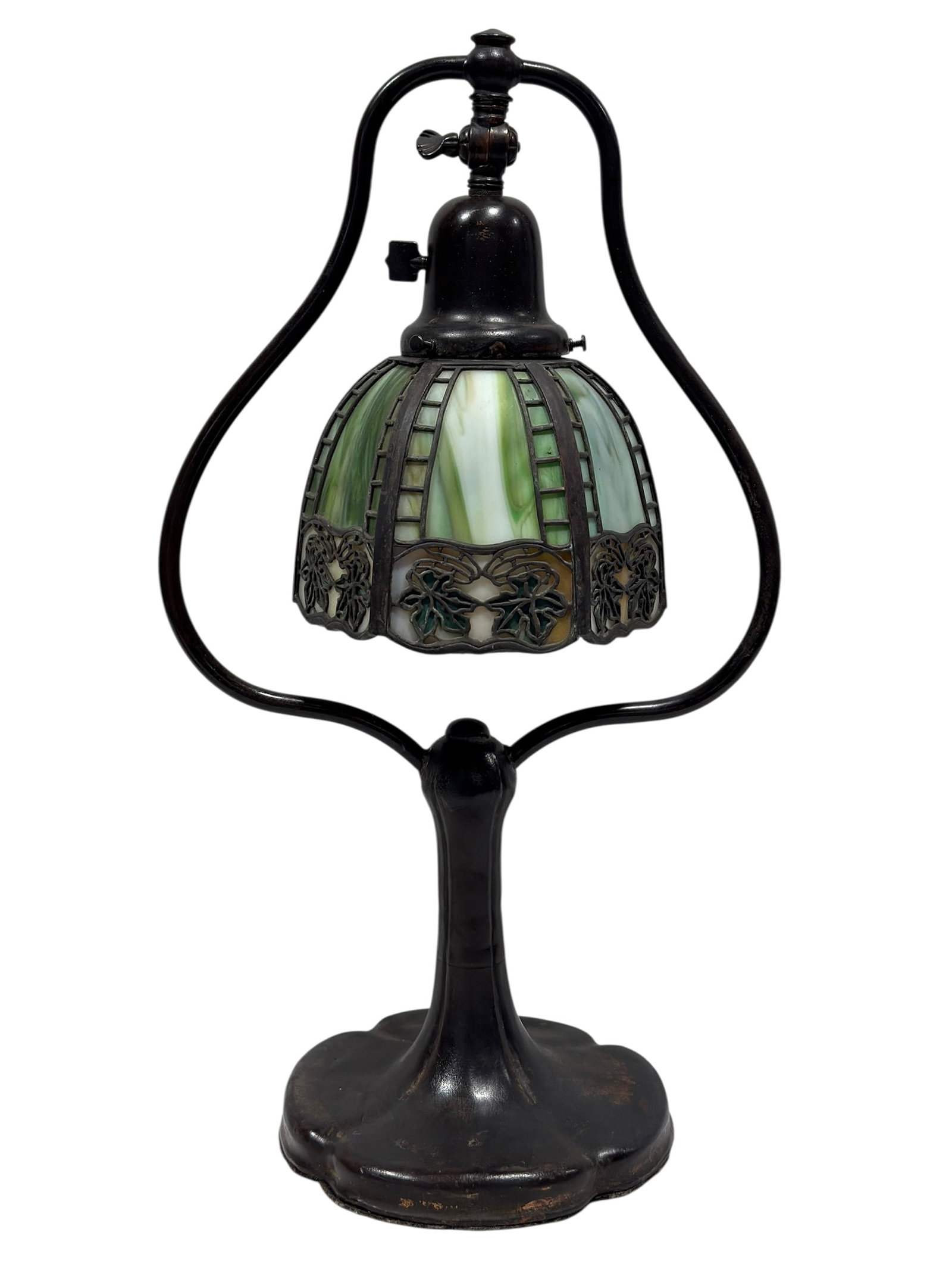 Handel Arts & Crafts Green Slag Glass Desk Lamp (1 of 11)