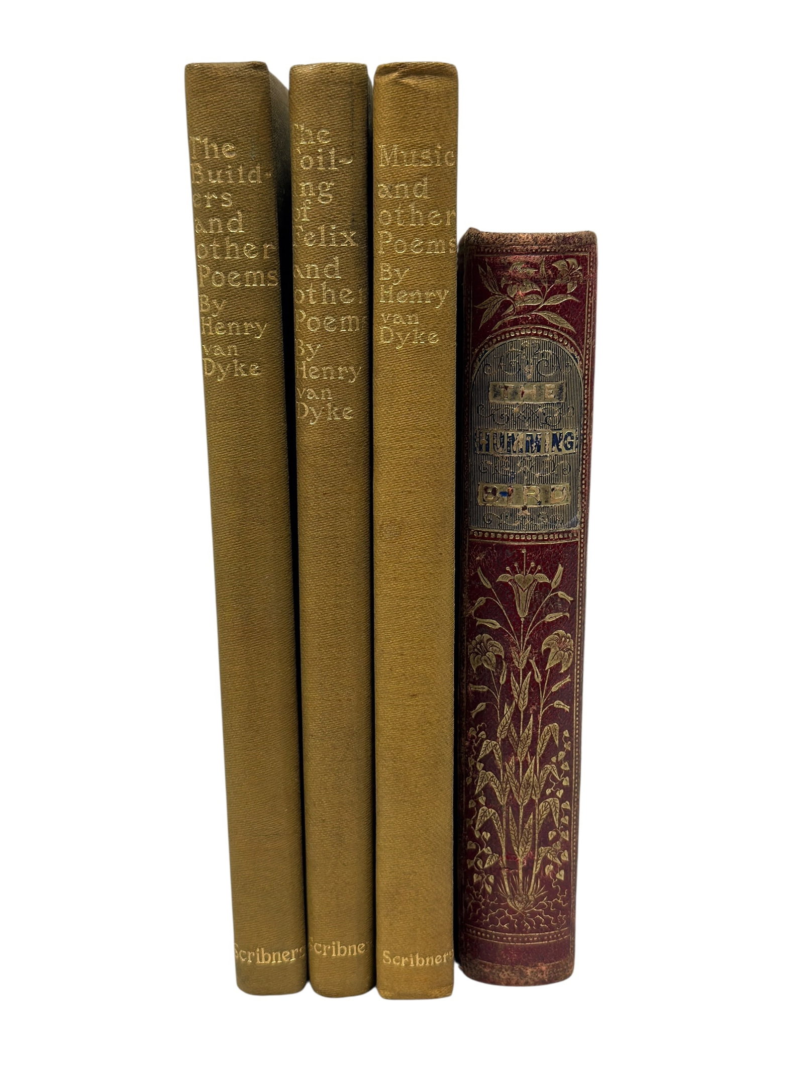 (4) Antique American Literary & Poetry Volumes: Group of four antique literary volumes comprising The Humming Bird: A Christmas and New-Year’s Gift, edited by Ida Maitland and published in New York by Leavitt and Allen, together with three poetry