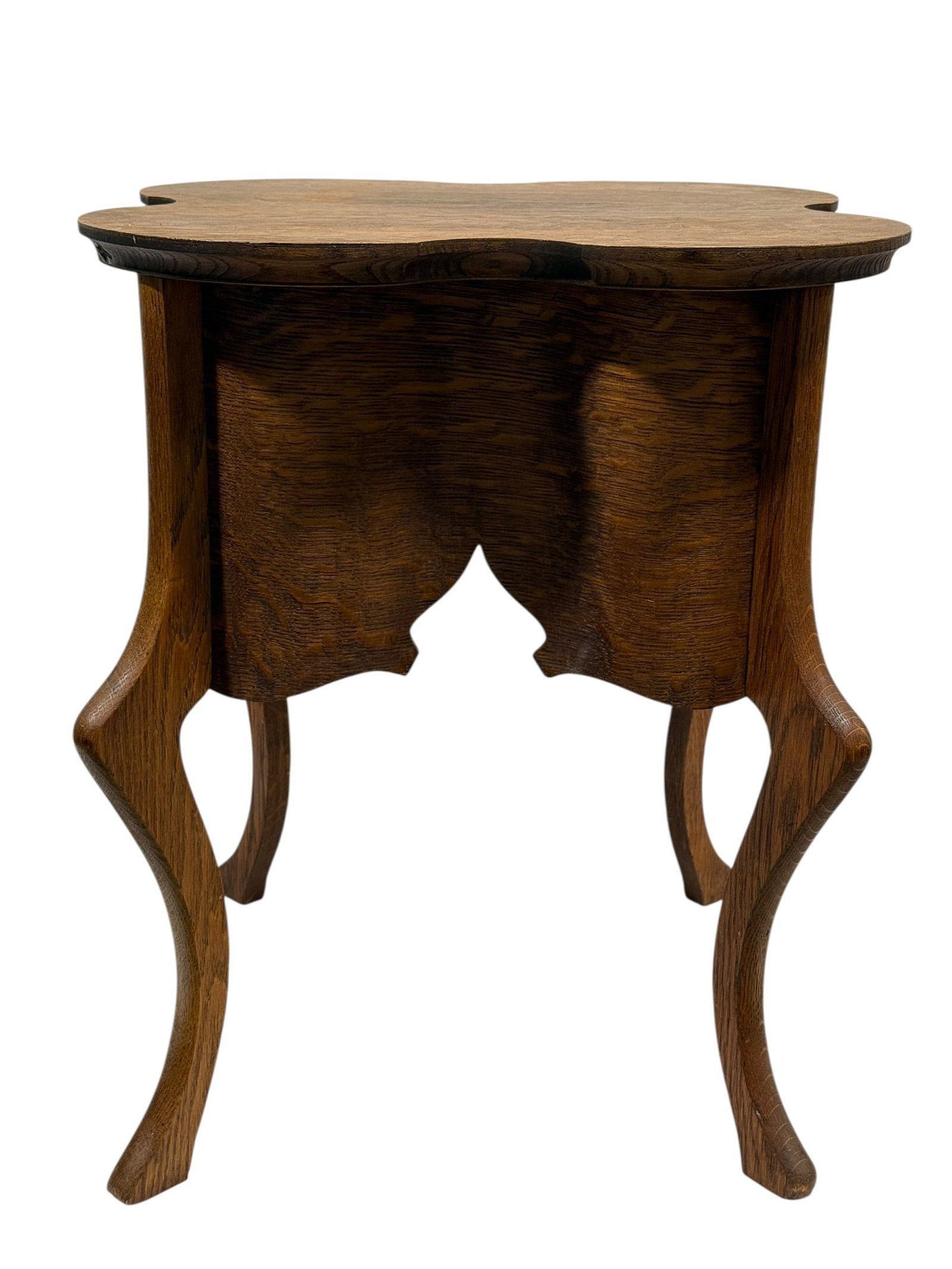Early 20th Century Quarter Sawn Oak Clover Form Side Table (1 of 9)