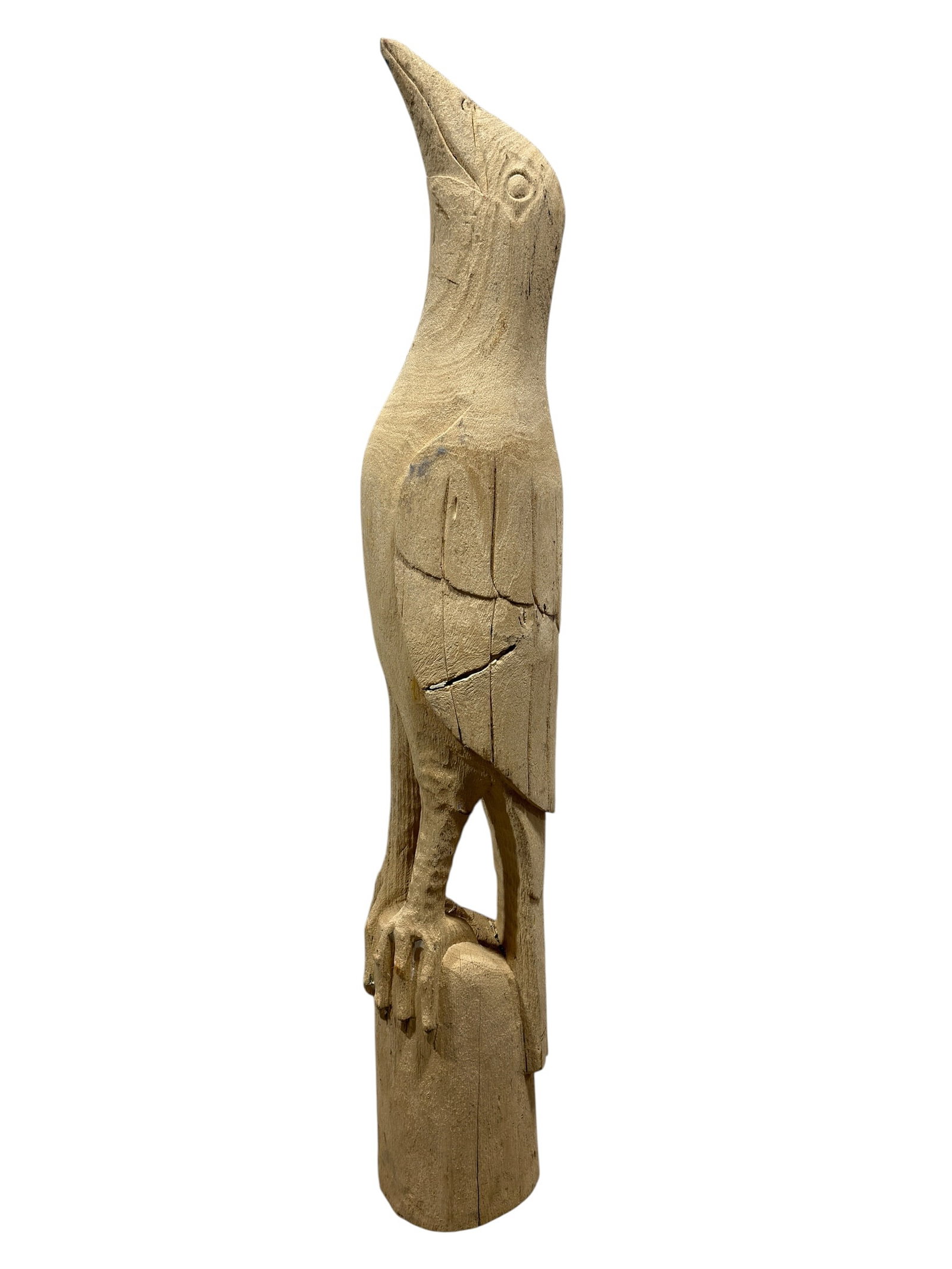 Contemporary Carved Wood Wading Bird Folk Art Sculpture (1 of 12)