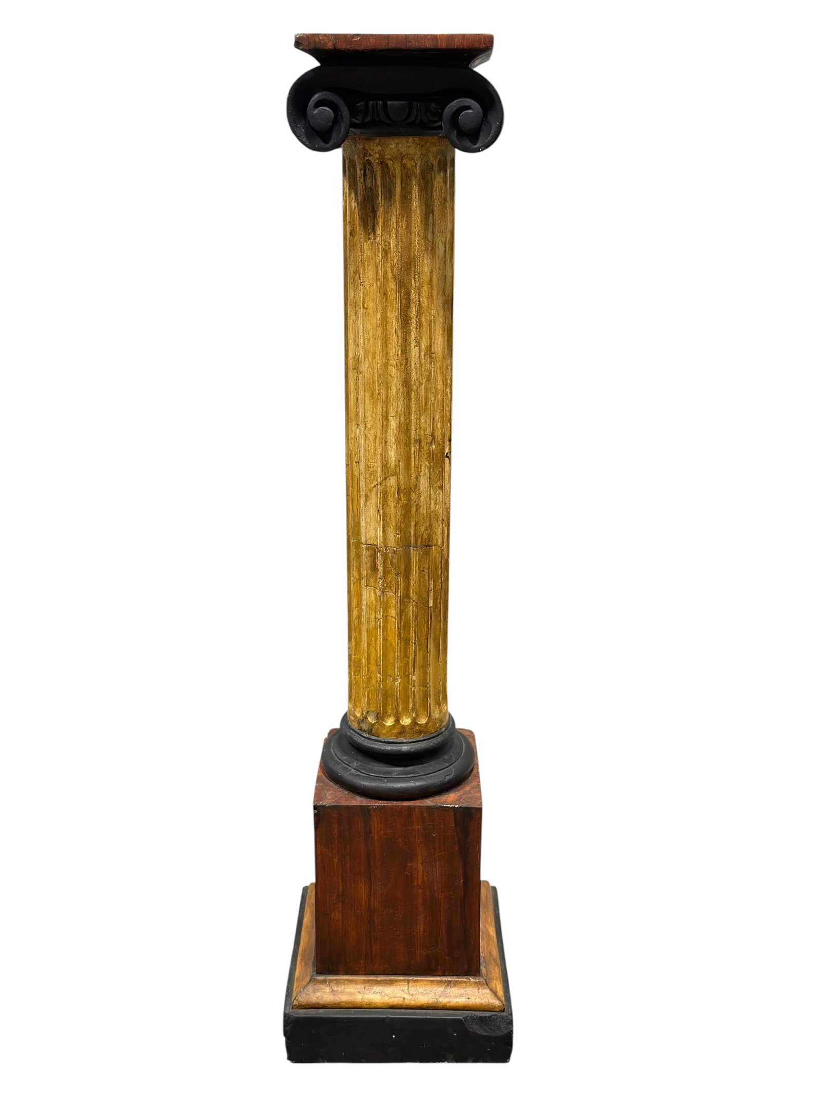 Neoclassical Parcel Gilt & Ebonized Fluted Column Pedestal (1 of 14)
