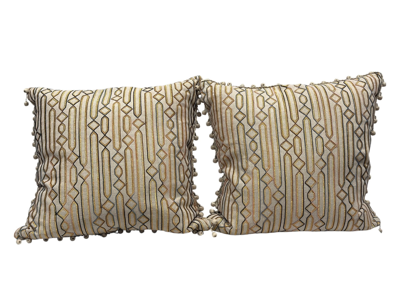 Pair of Contemporary Geometric Embroidered Decorative Throw Pillows (1 of 5)