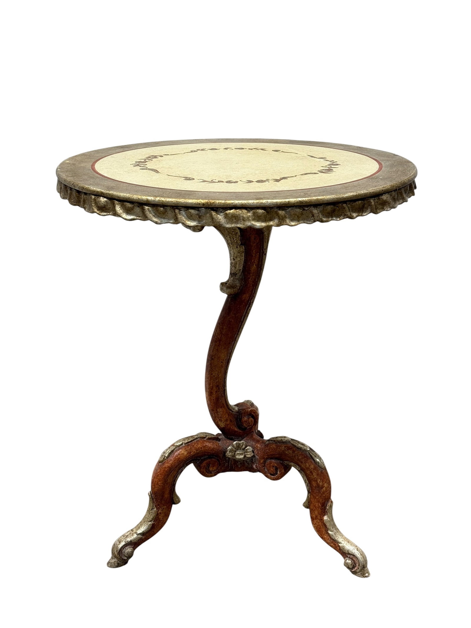 Vintage Italian Florentine-Style Painted & Parcel-Gilt Round Pedestal Side Table (1 of 9)