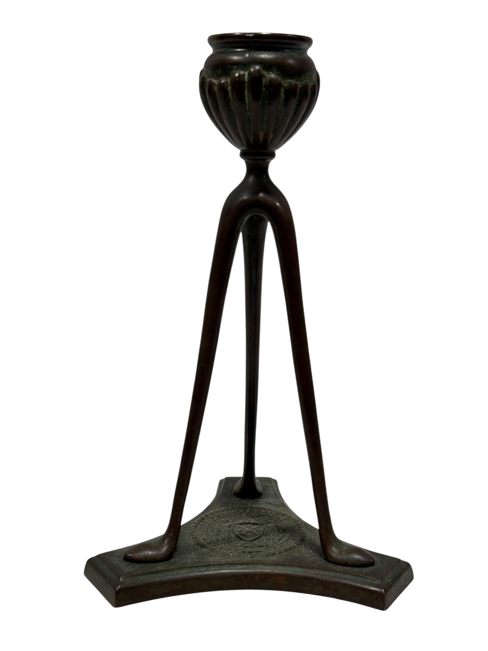 Tiffany Studios New York Patinated Bronze Tripod Candlestick, Early 20th Century (1 of 9)