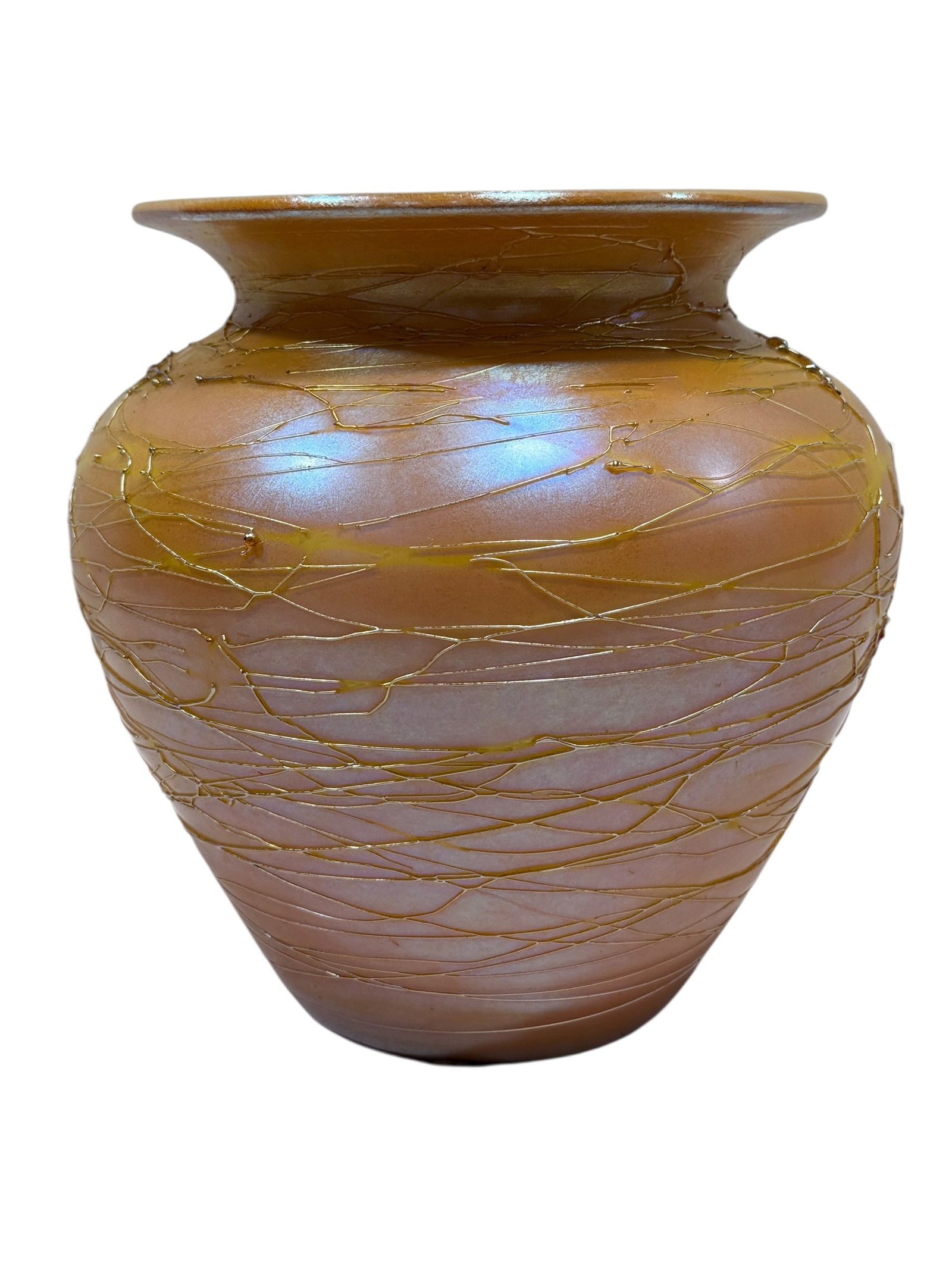 Durand Art Glass Iridescent Gold Threaded Vase (1 of 9)