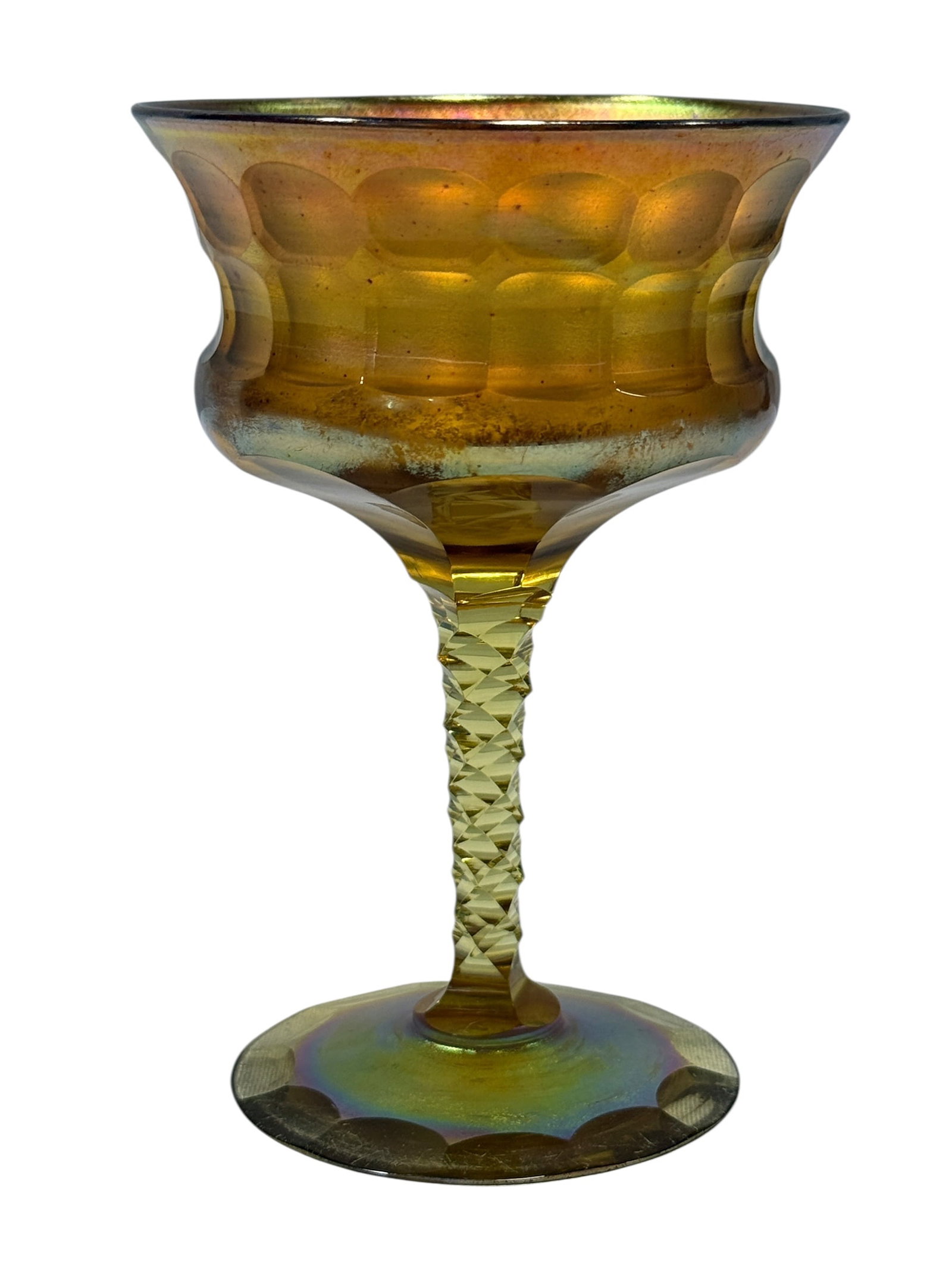 Rare L.C. Tiffany Favrile Gold Iridescent Cut Stem Goblet, Early 20th Century (1 of 9)