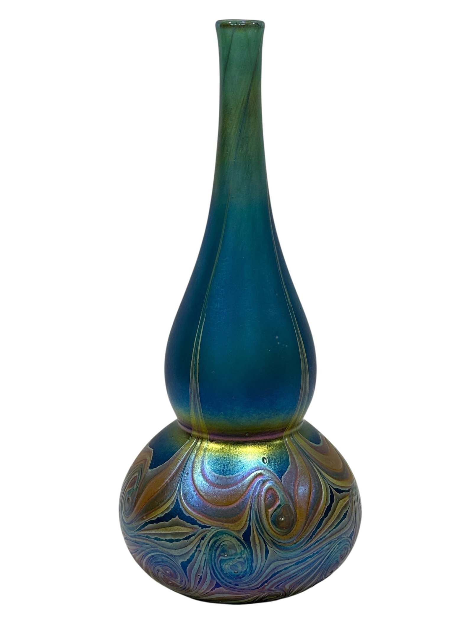Muller Art Nouveau Iridescent Pulled Feather Glass Vase, Circa 1900 (1 of 9)